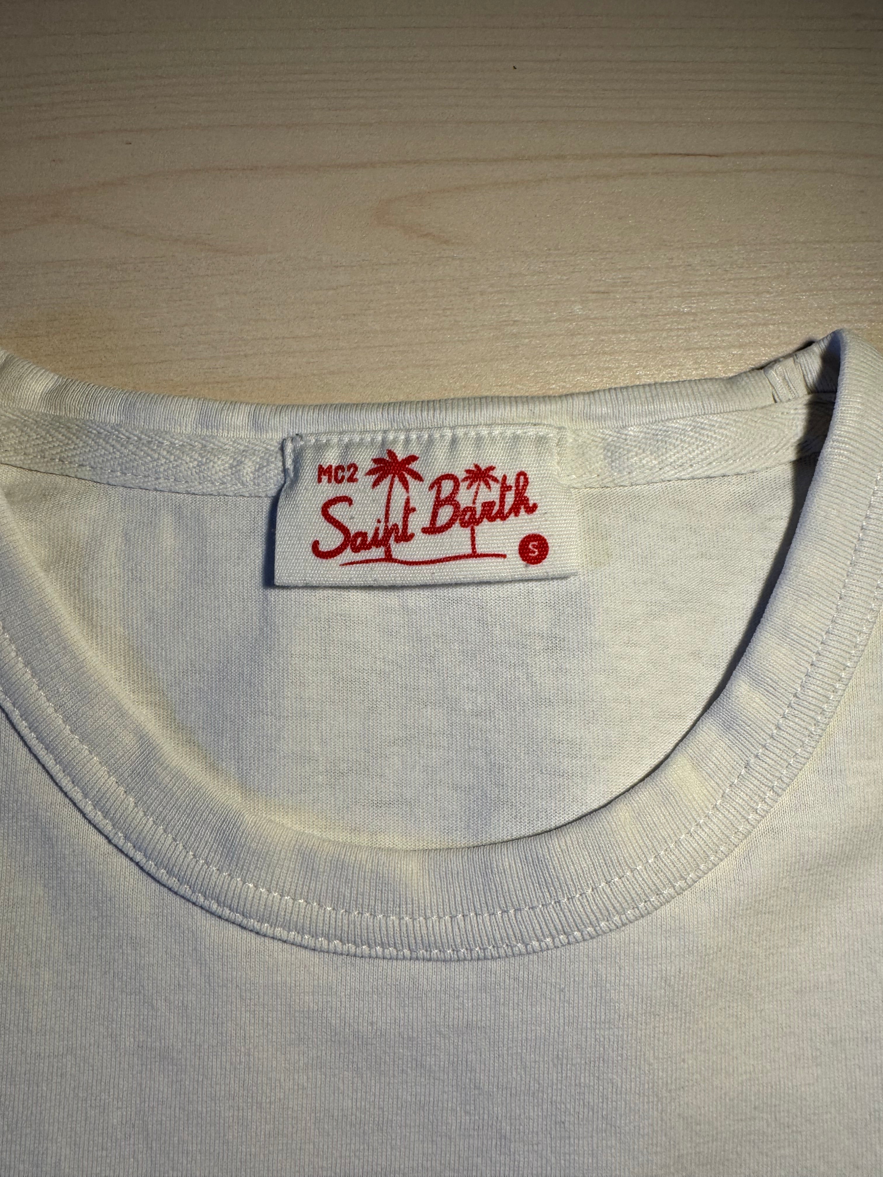 Maglia Saint Barth ricamo "St. Barth" bianca