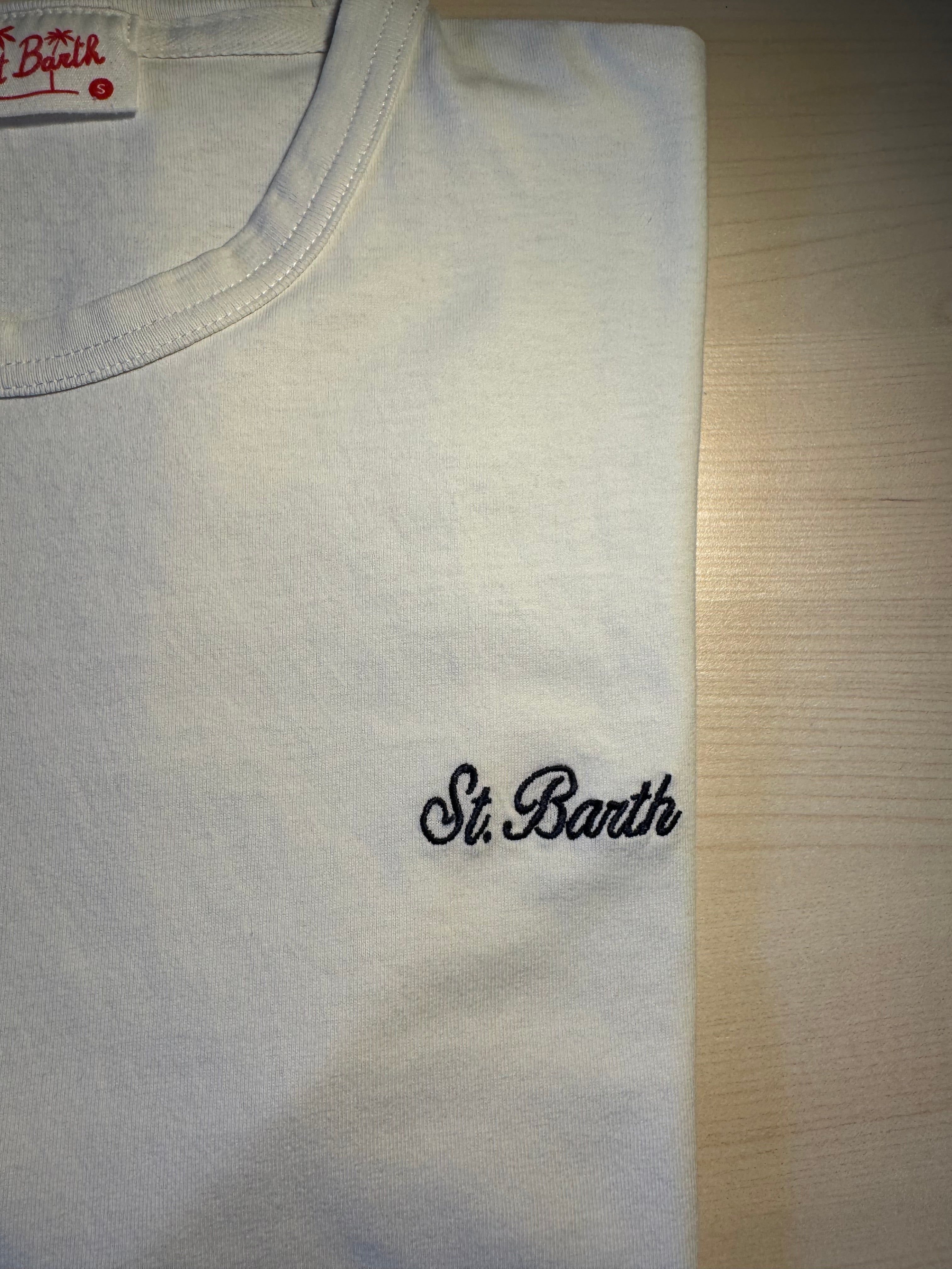 Maglia Saint Barth ricamo "St. Barth" bianca