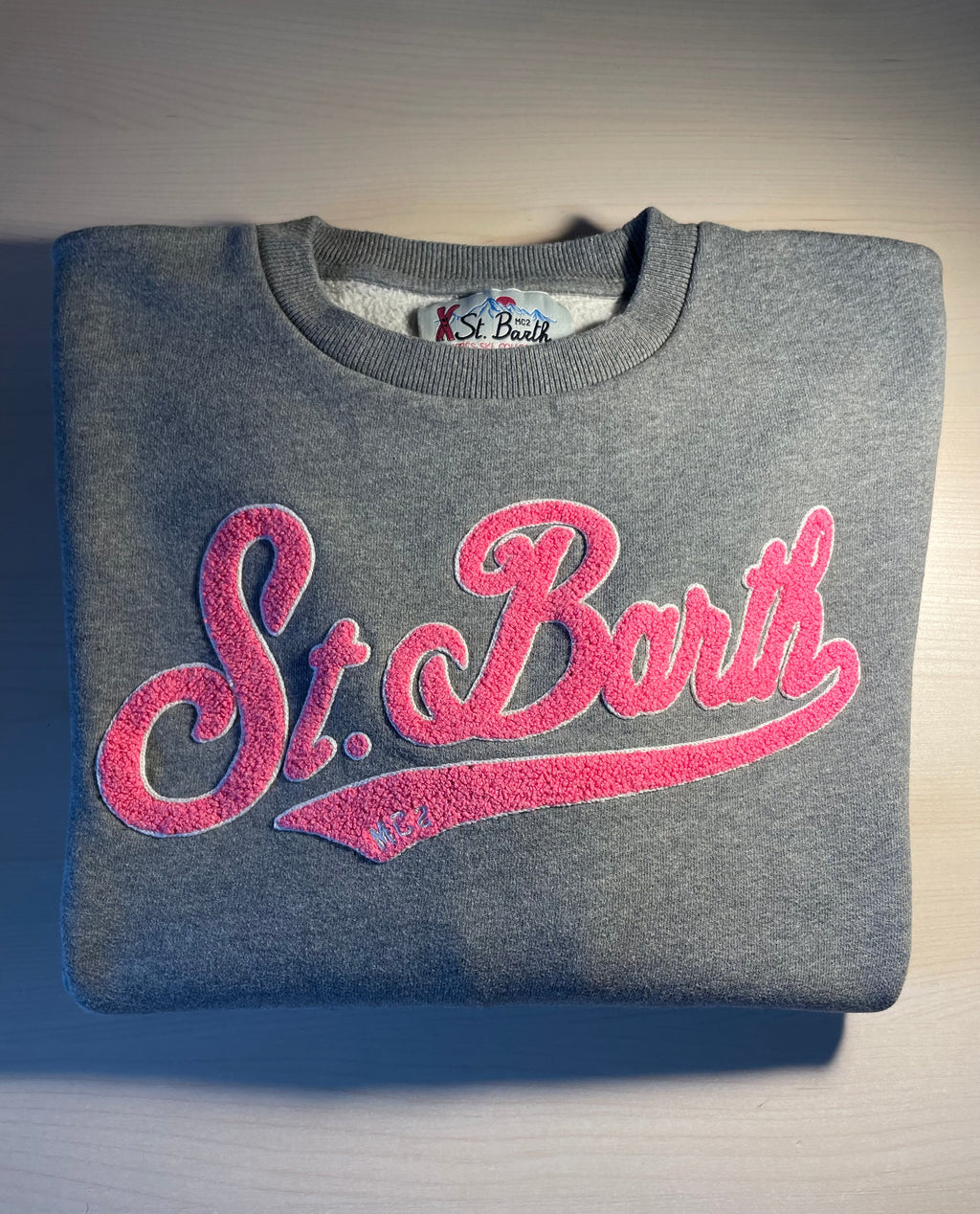 Felpa Saint Barth grigia scritta rosa "St. Barth"