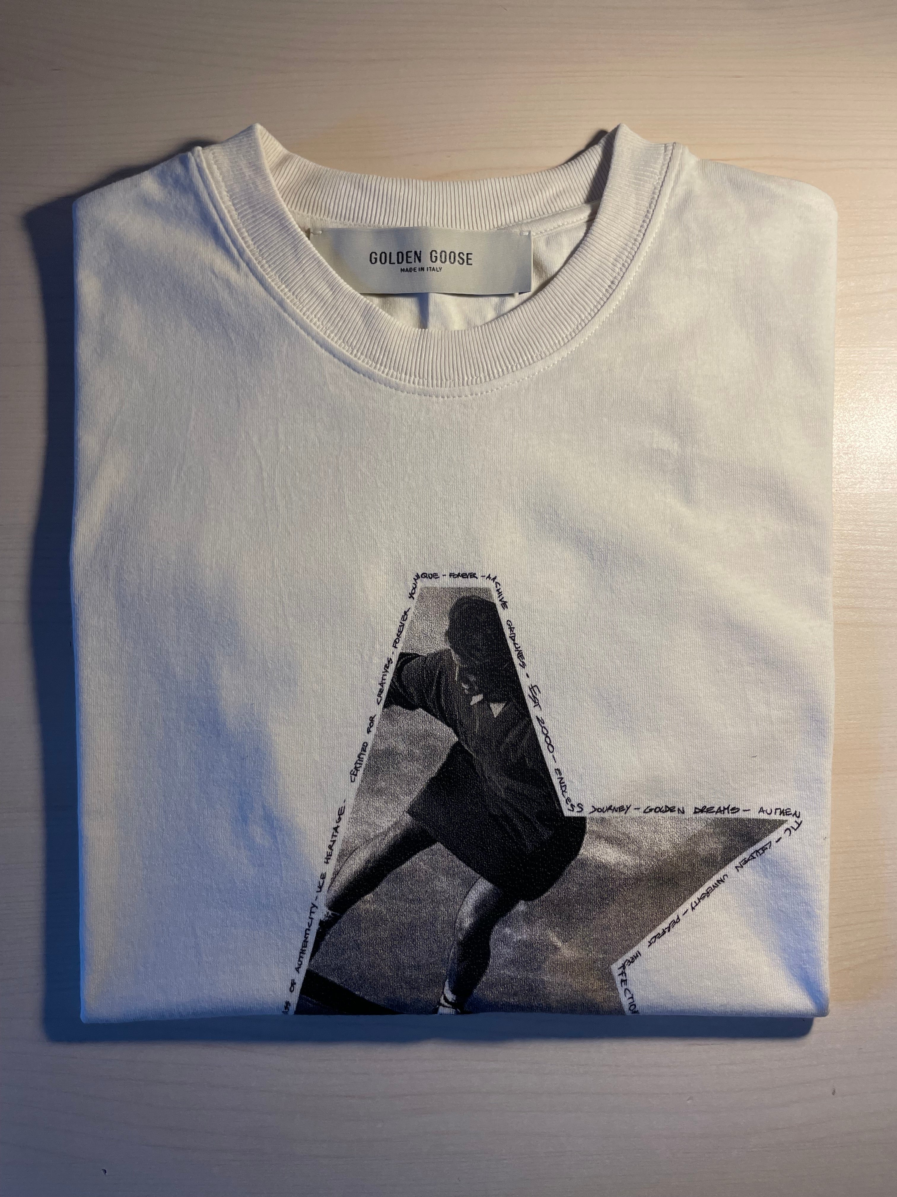 Maglia Golden Goose bianca con stampa a stella