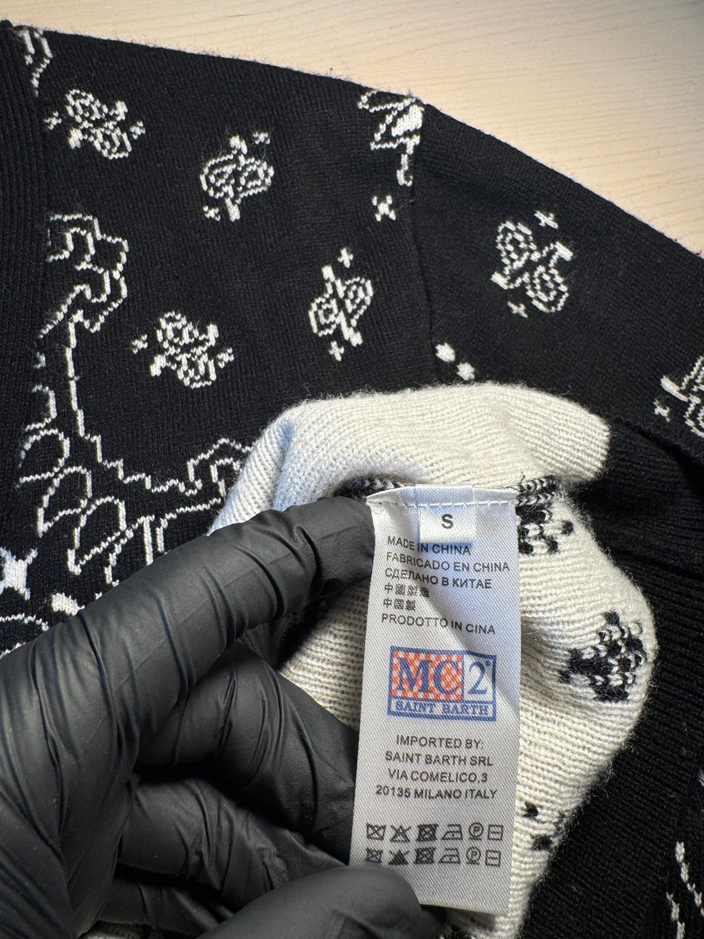 Cardigan Saint Barth nero stampa bandana
