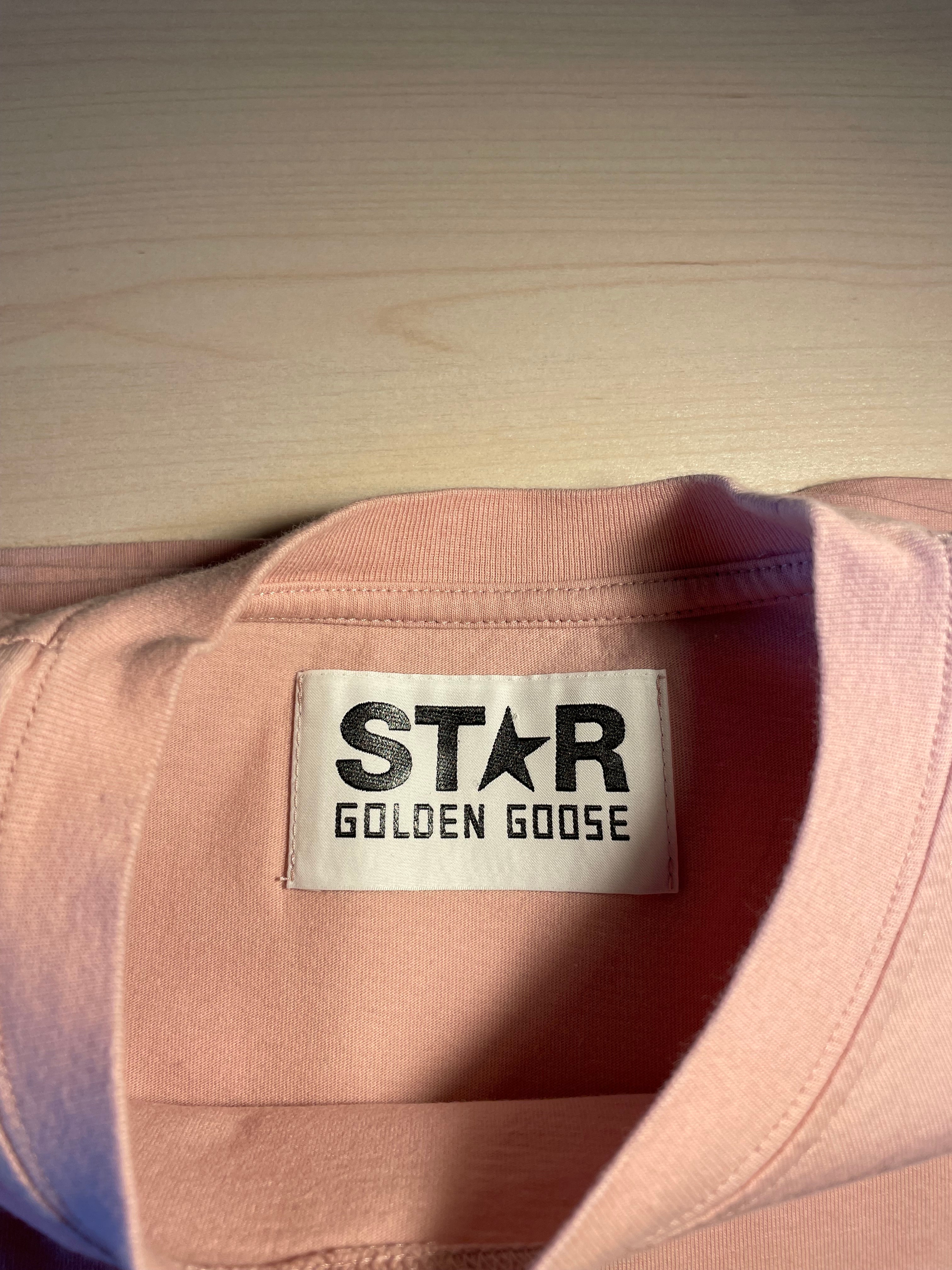 Maglia Golden Goose Star rosa stella bianca