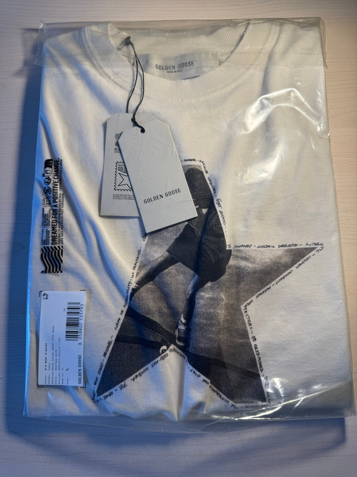 Maglia Golden Goose bianca con stampa a stella