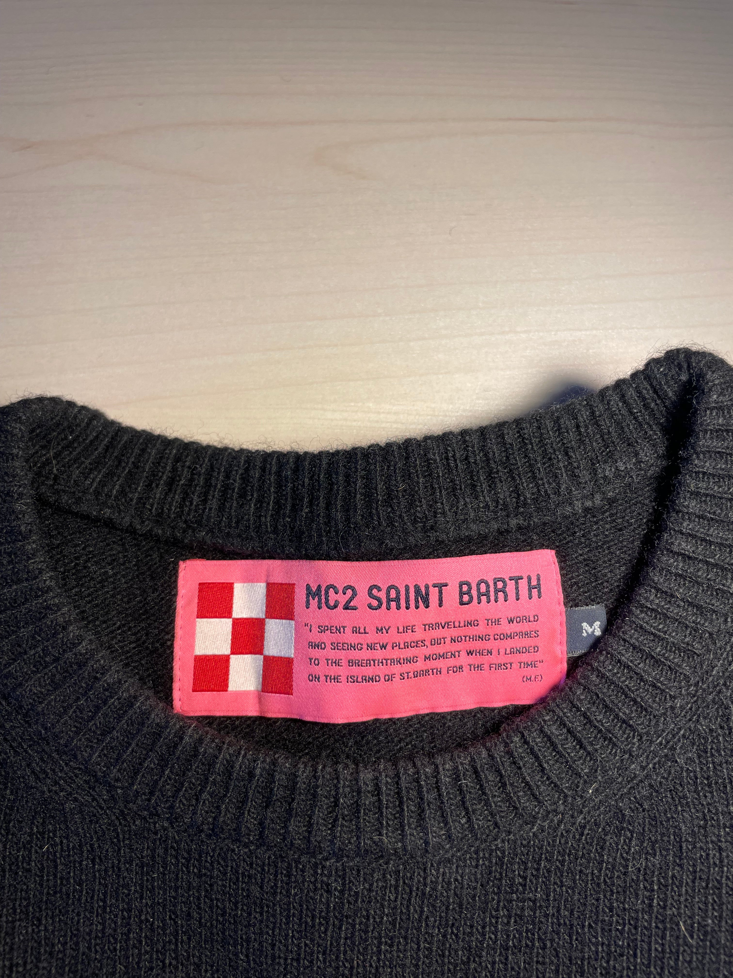 Maglione Saint Barth "Champagne e montagne" nero