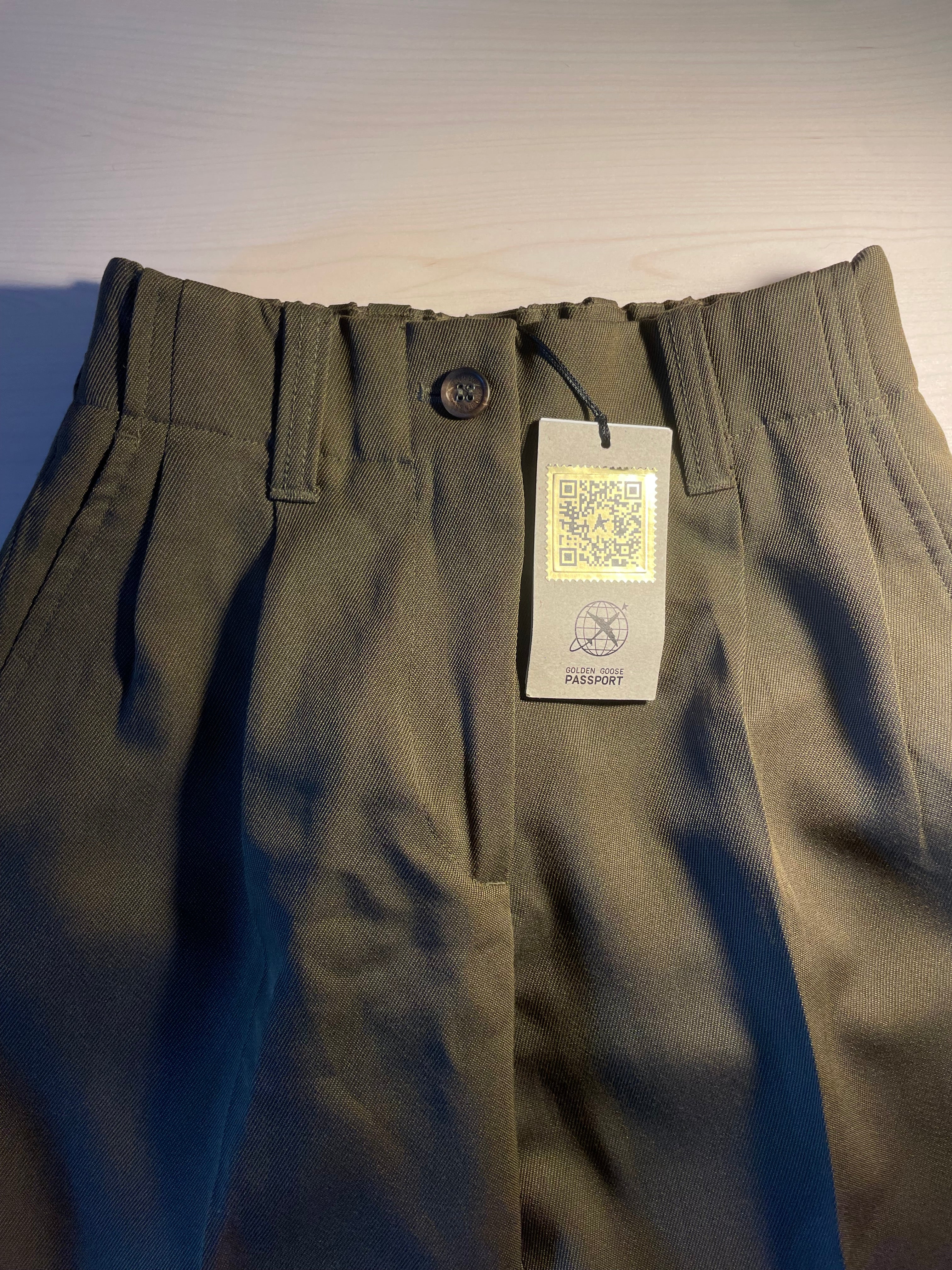 Pantaloni Golden Goose verdi misto lana
