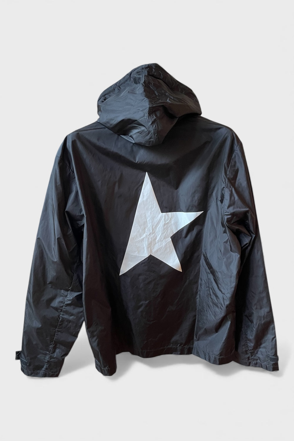 Giacca a vento Golden Goose nera star logo e stella bianchi