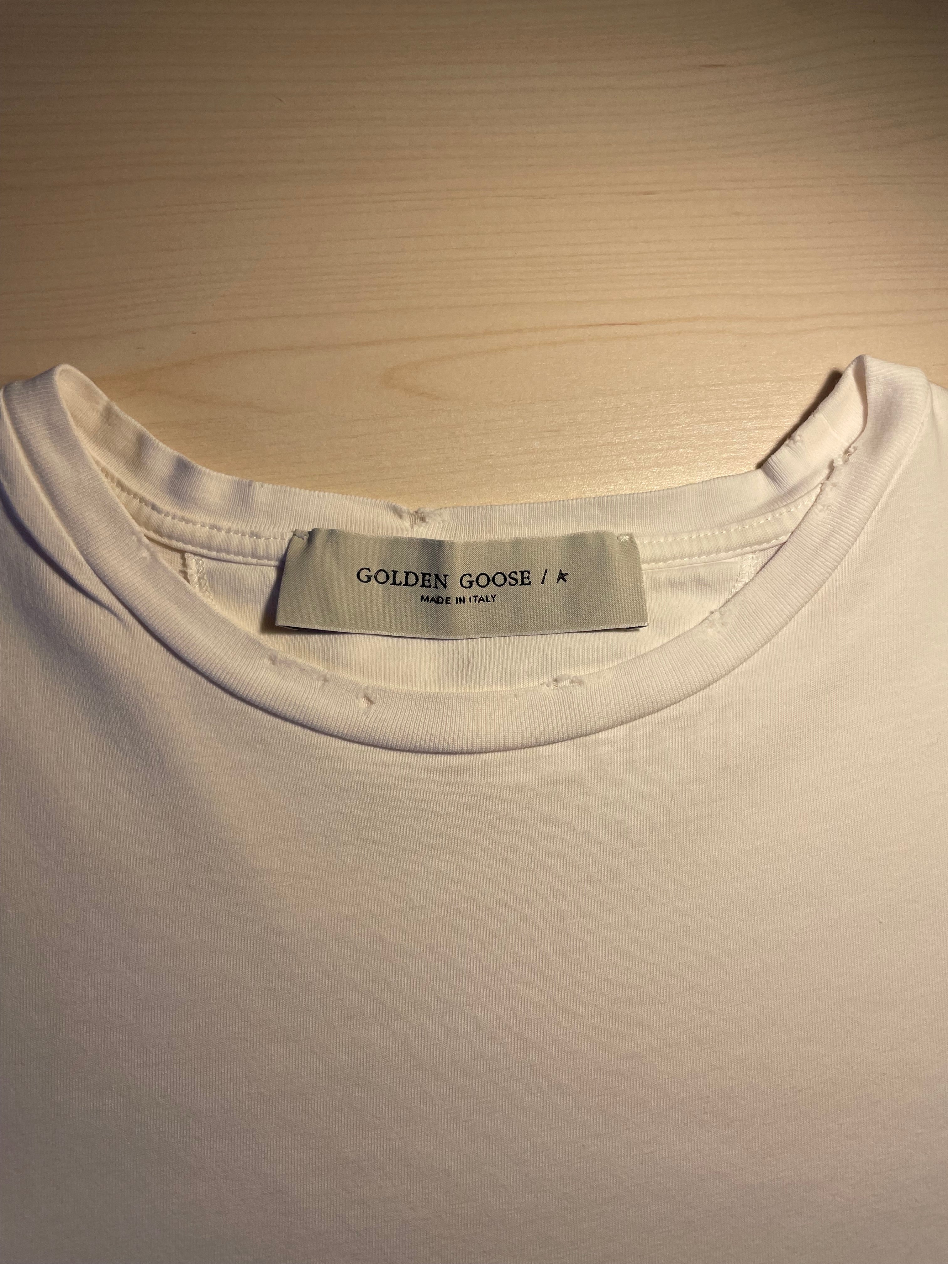 Maglia Golden Goose bianca con patch