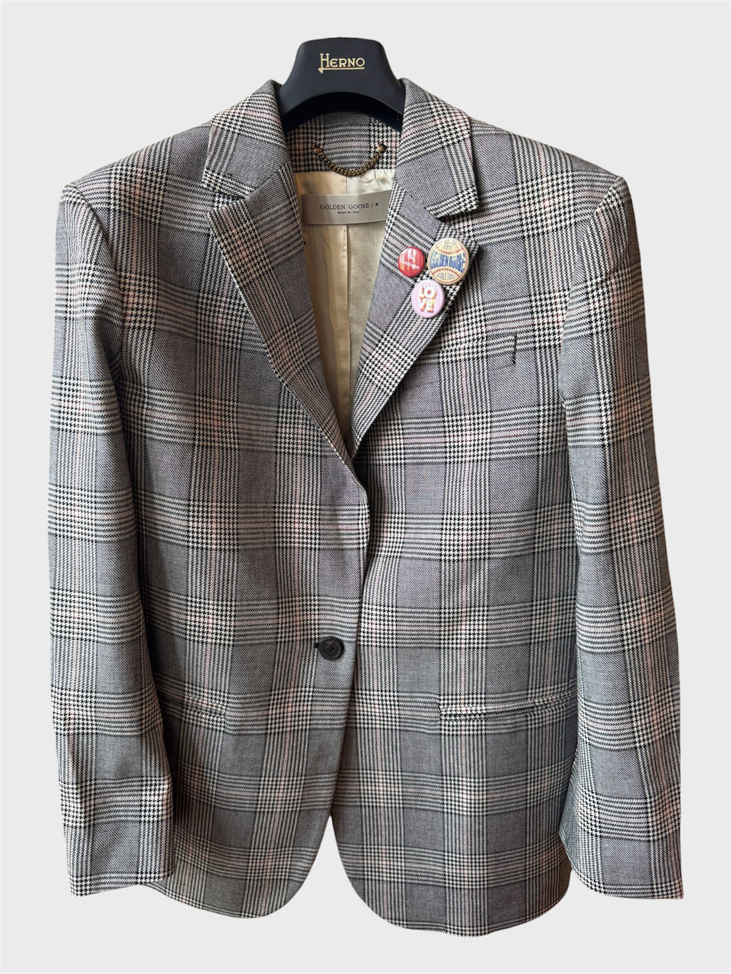 Blazer Golden Goose quadri grigio misto lana