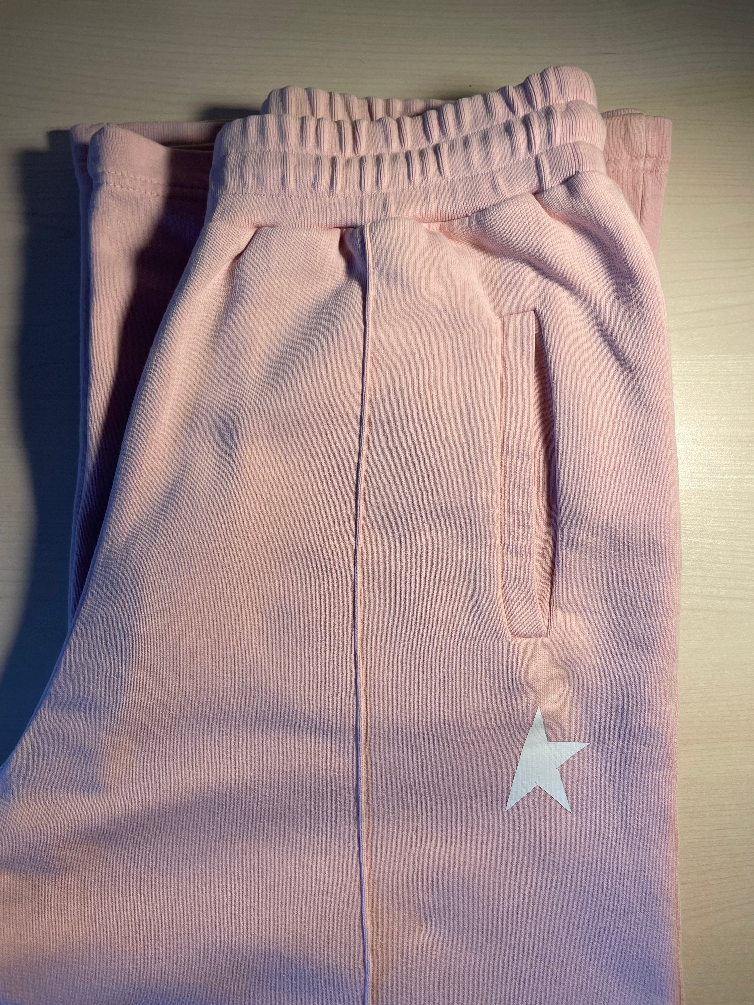 Pantaloni Golden Goose Star rosa stella bianca