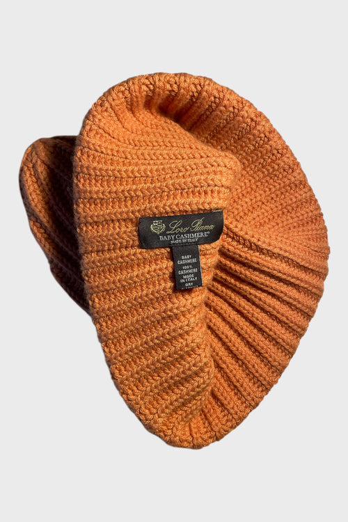 Cuffia Loro Piana arancione 100% baby cashmere