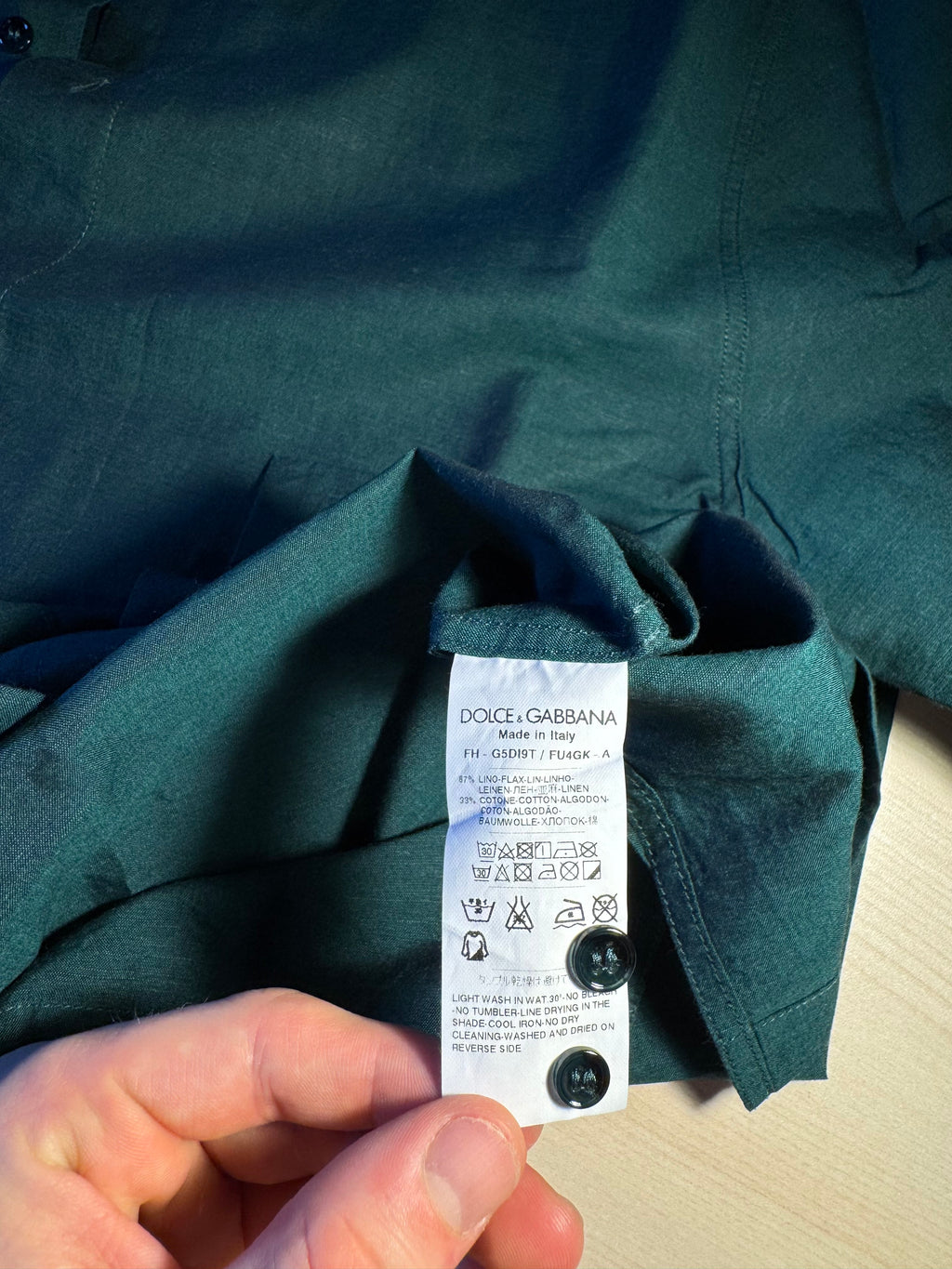 Camicia Dolce e Gabbana verde lino