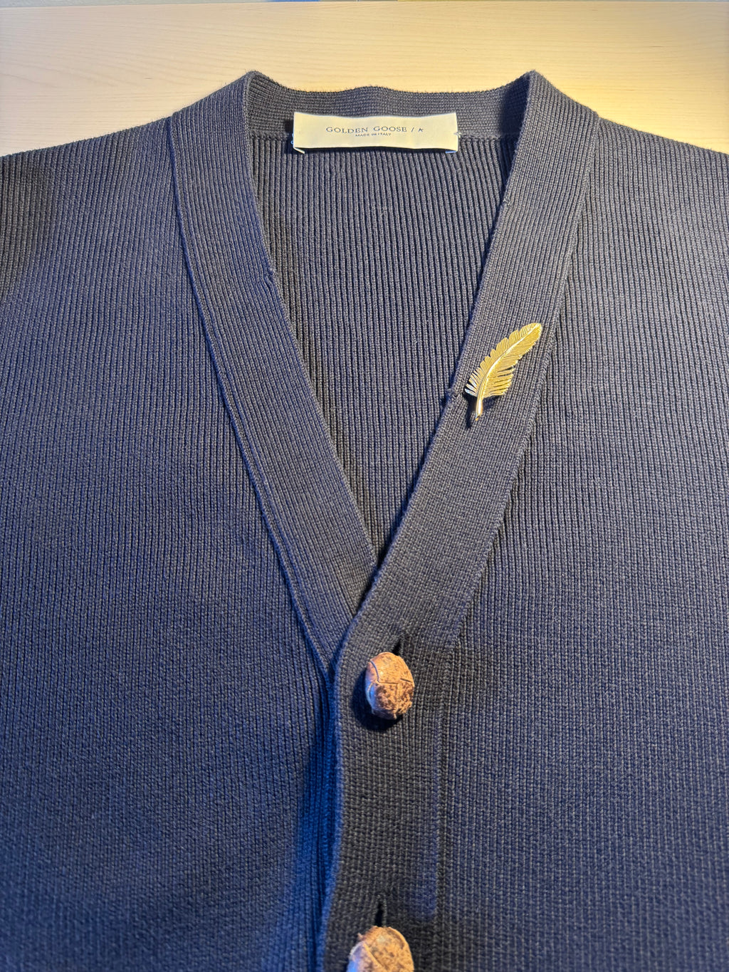 Cardigan Golden Goose blu con patch