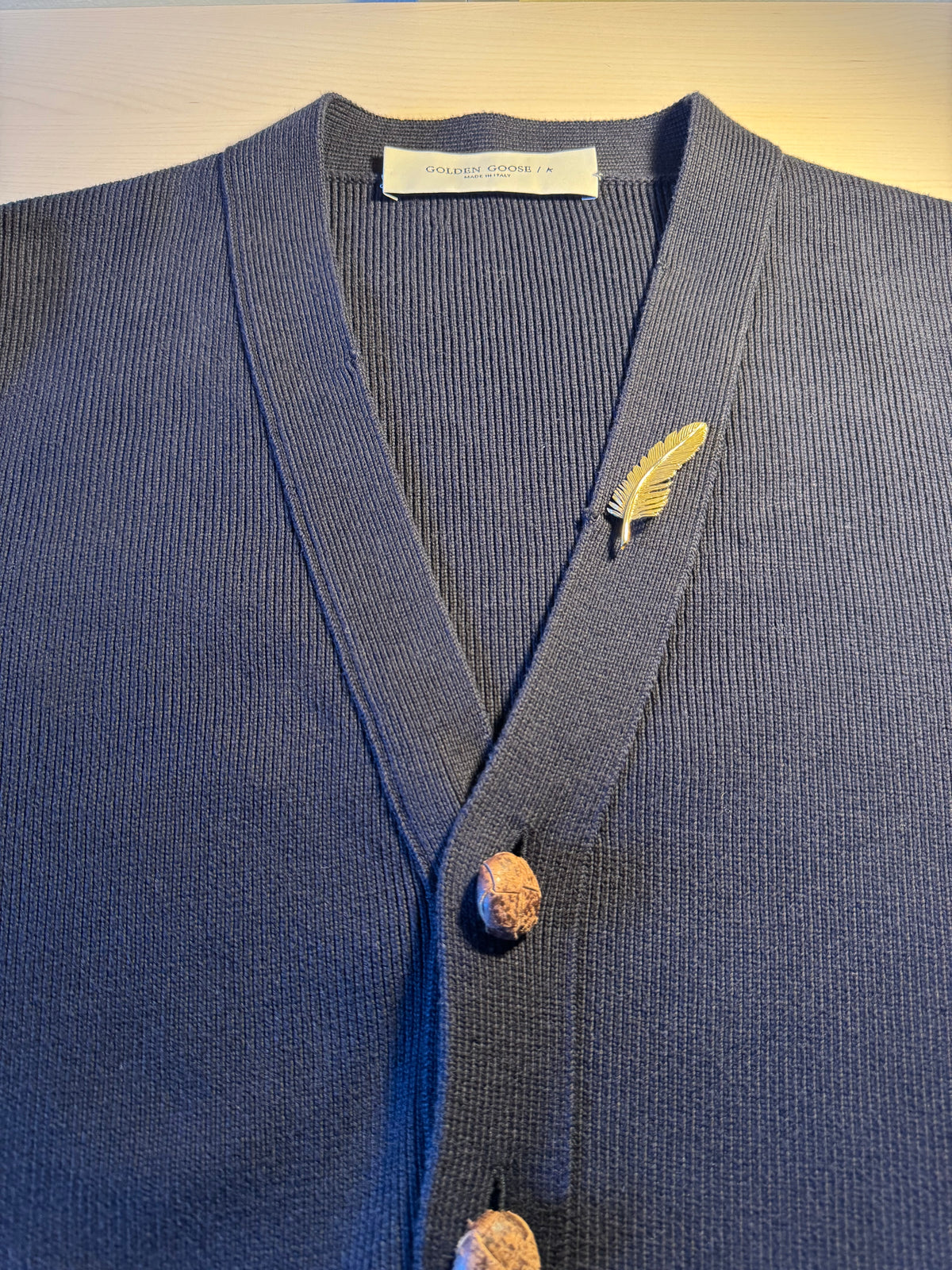 Cardigan Golden Goose blu con patch