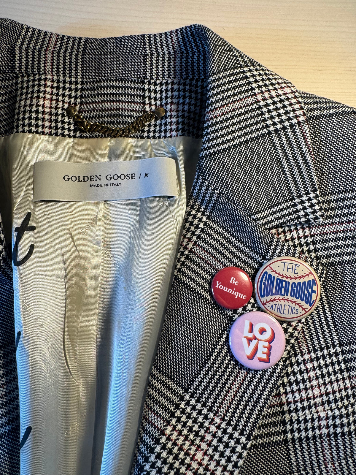 Blazer Golden Goose quadri grigio misto lana