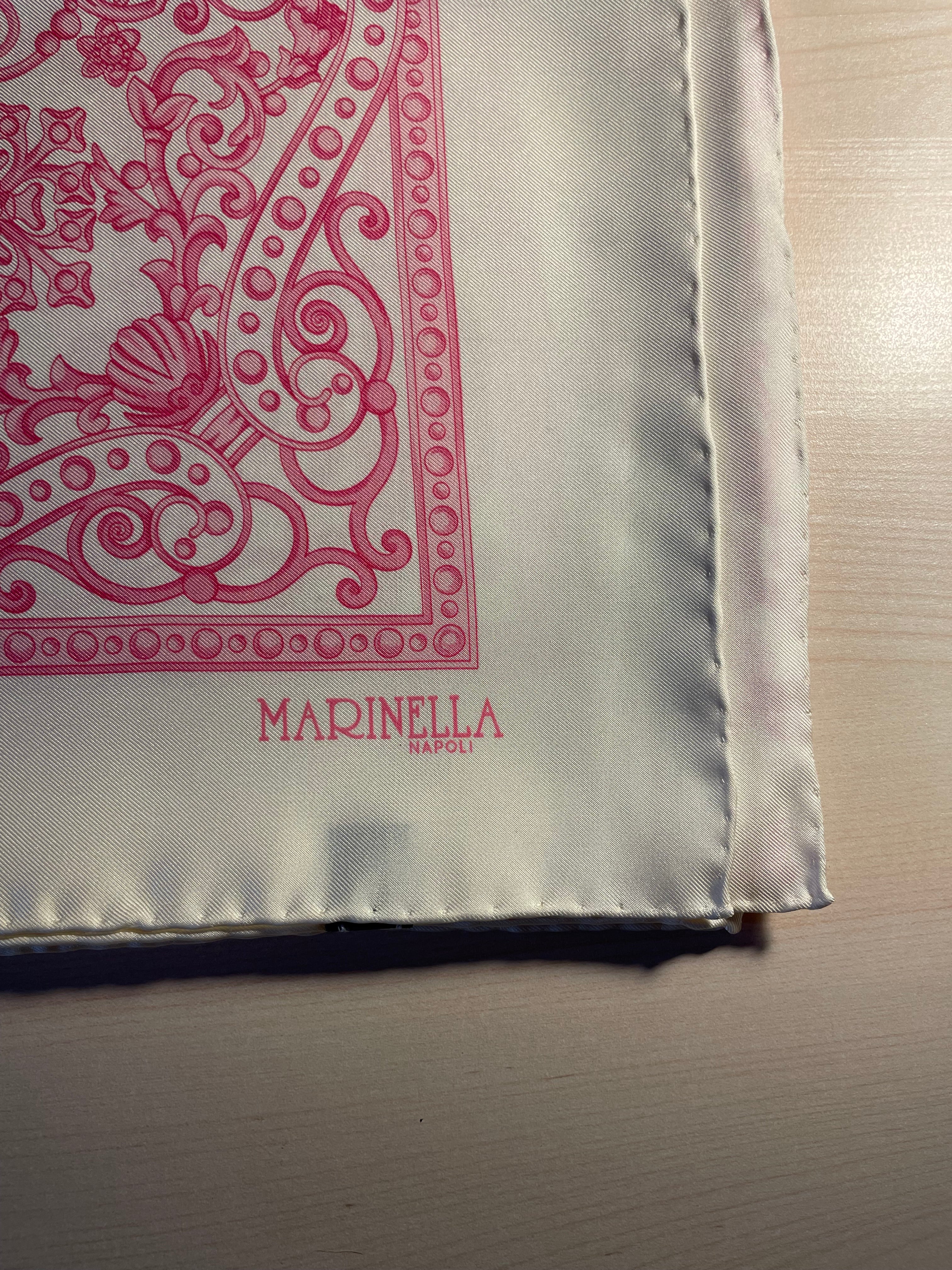 Foulard Marinella bianco e rosa 100% seta