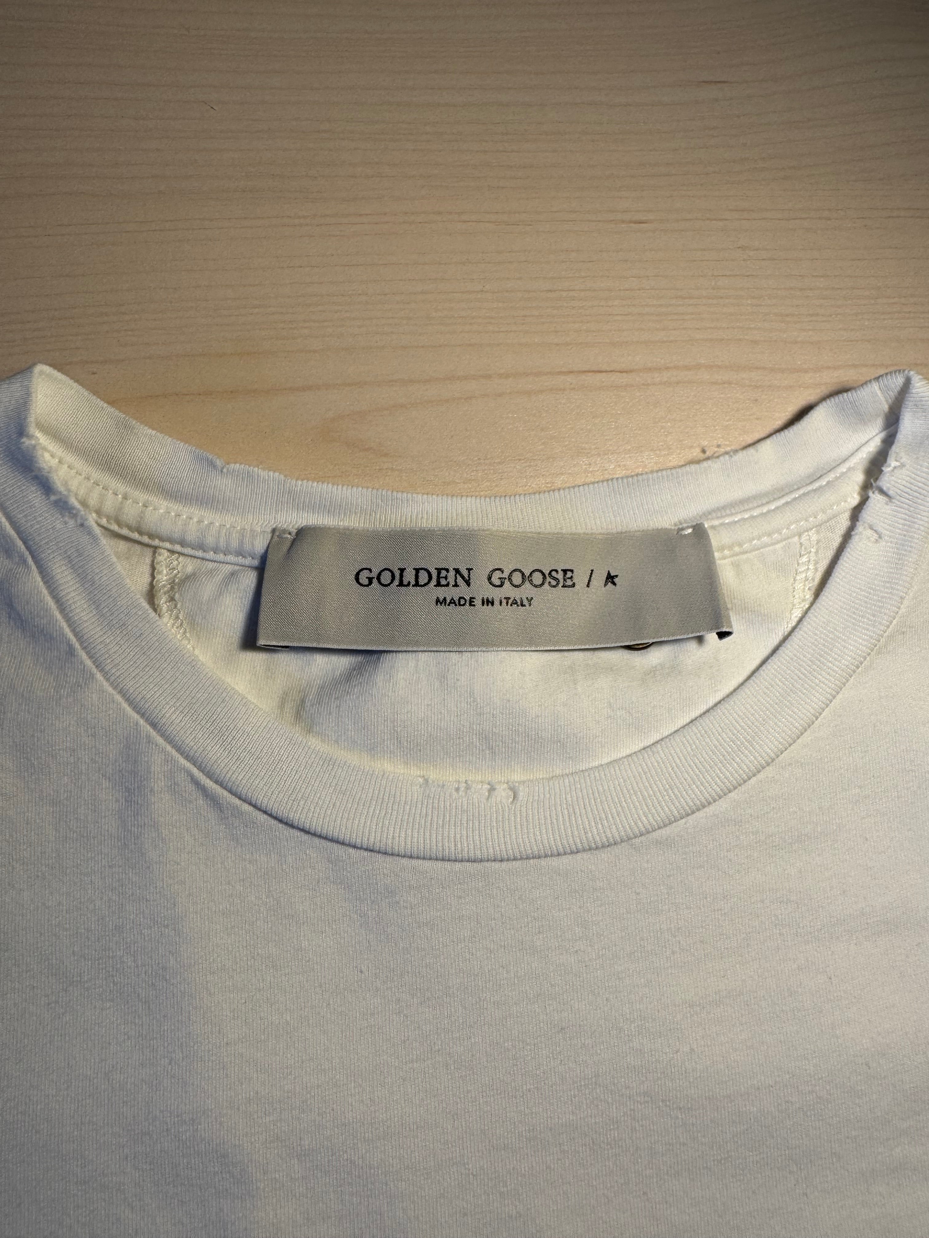 Maglia Golden Goose bianca trattamento distressed