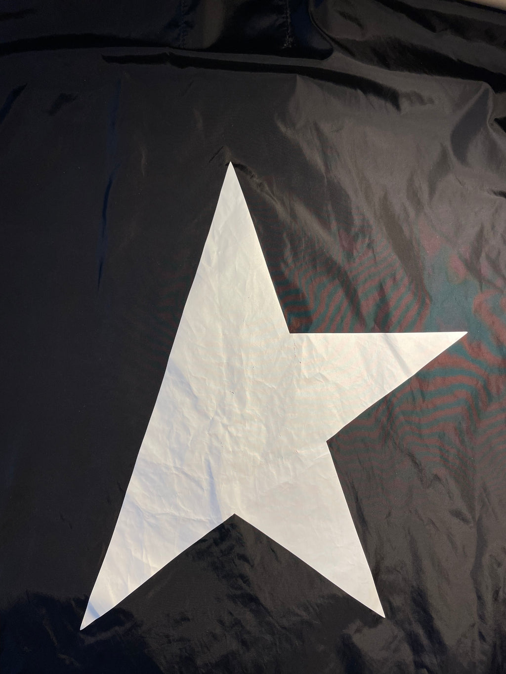Giacca a vento Golden Goose nera star logo e stella bianchi