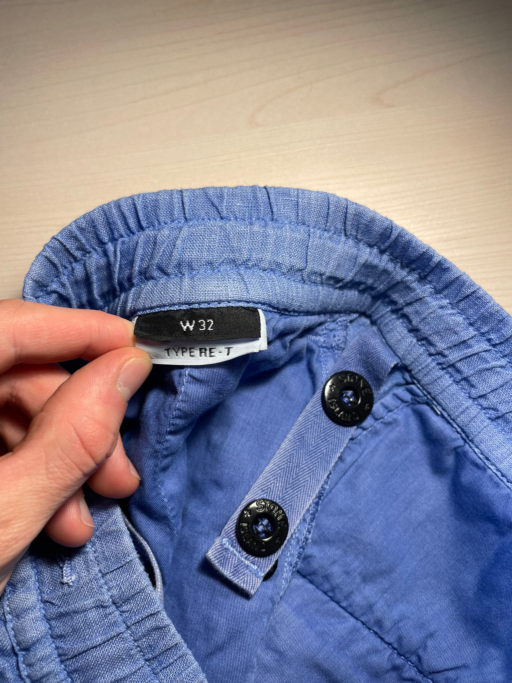 Pantalone Stone Island cargo azzurri lino