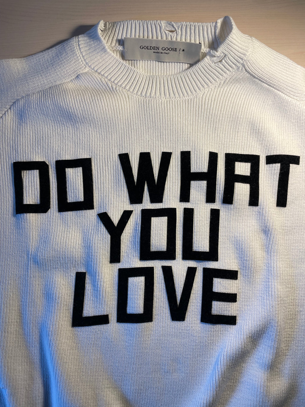 Maglione Golden Goose bianco "Do what you love"