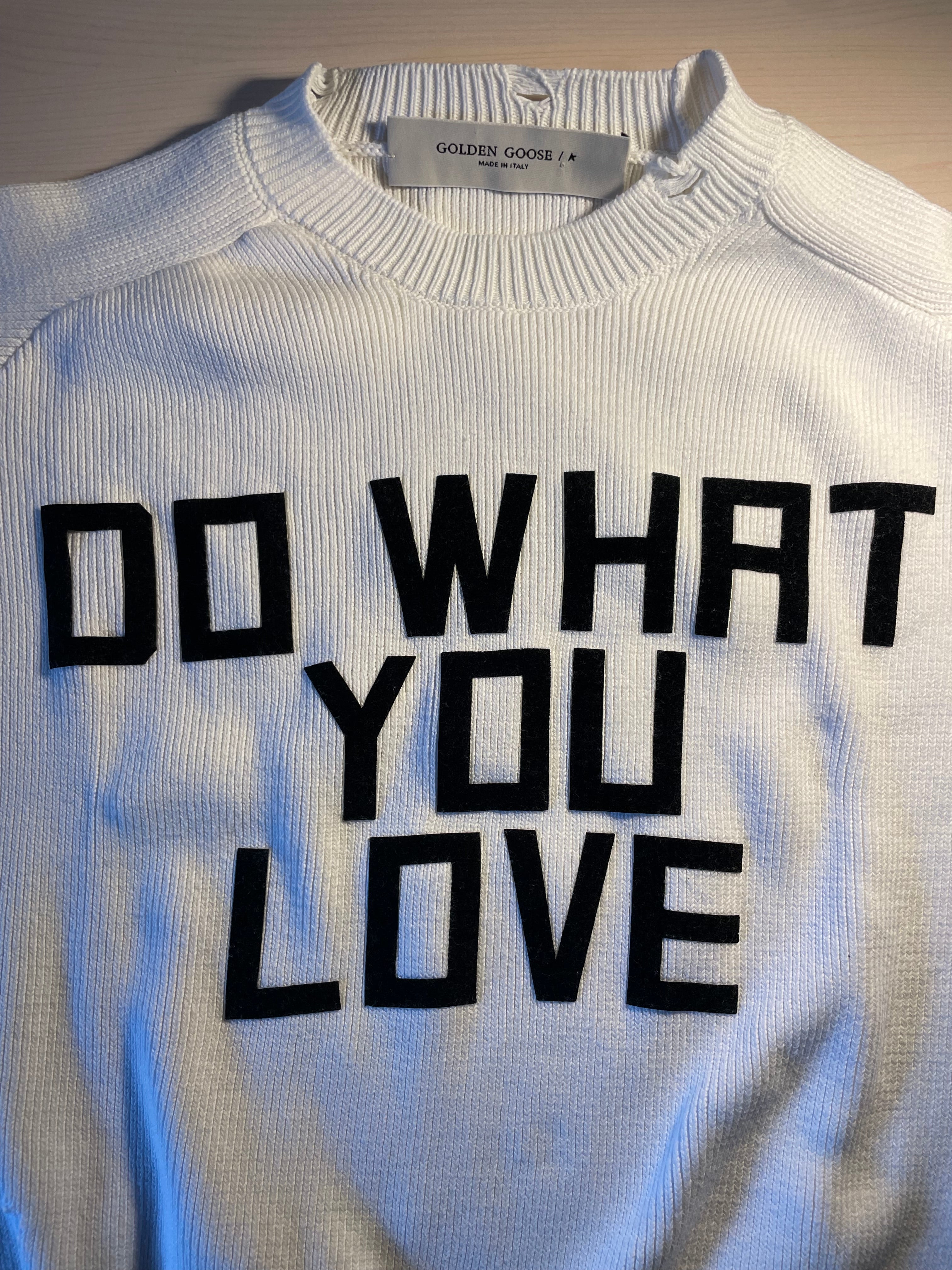 Maglione Golden Goose bianco "Do what you love"
