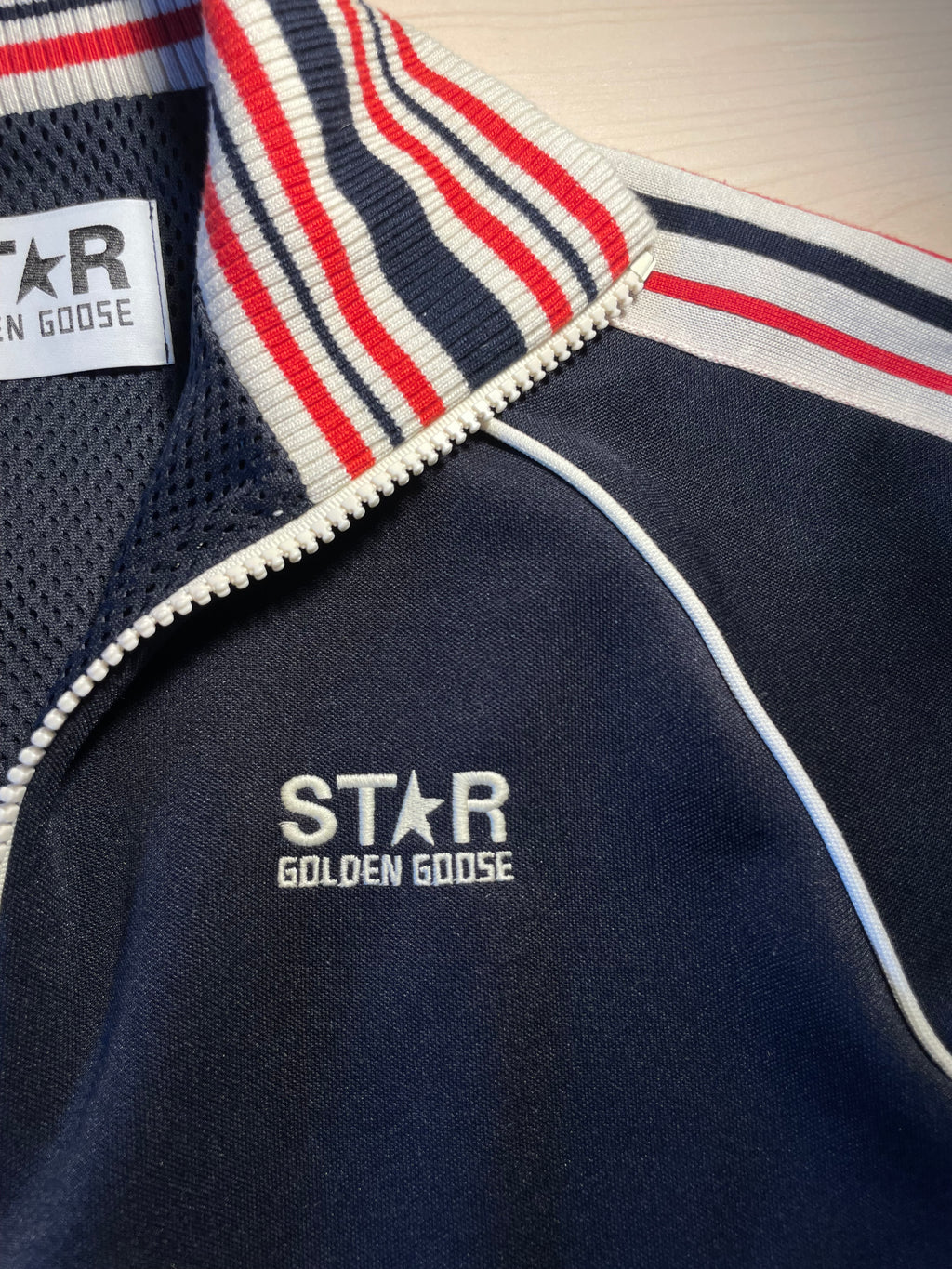 Felpa Golden Goose Star blu logo frontale con zip
