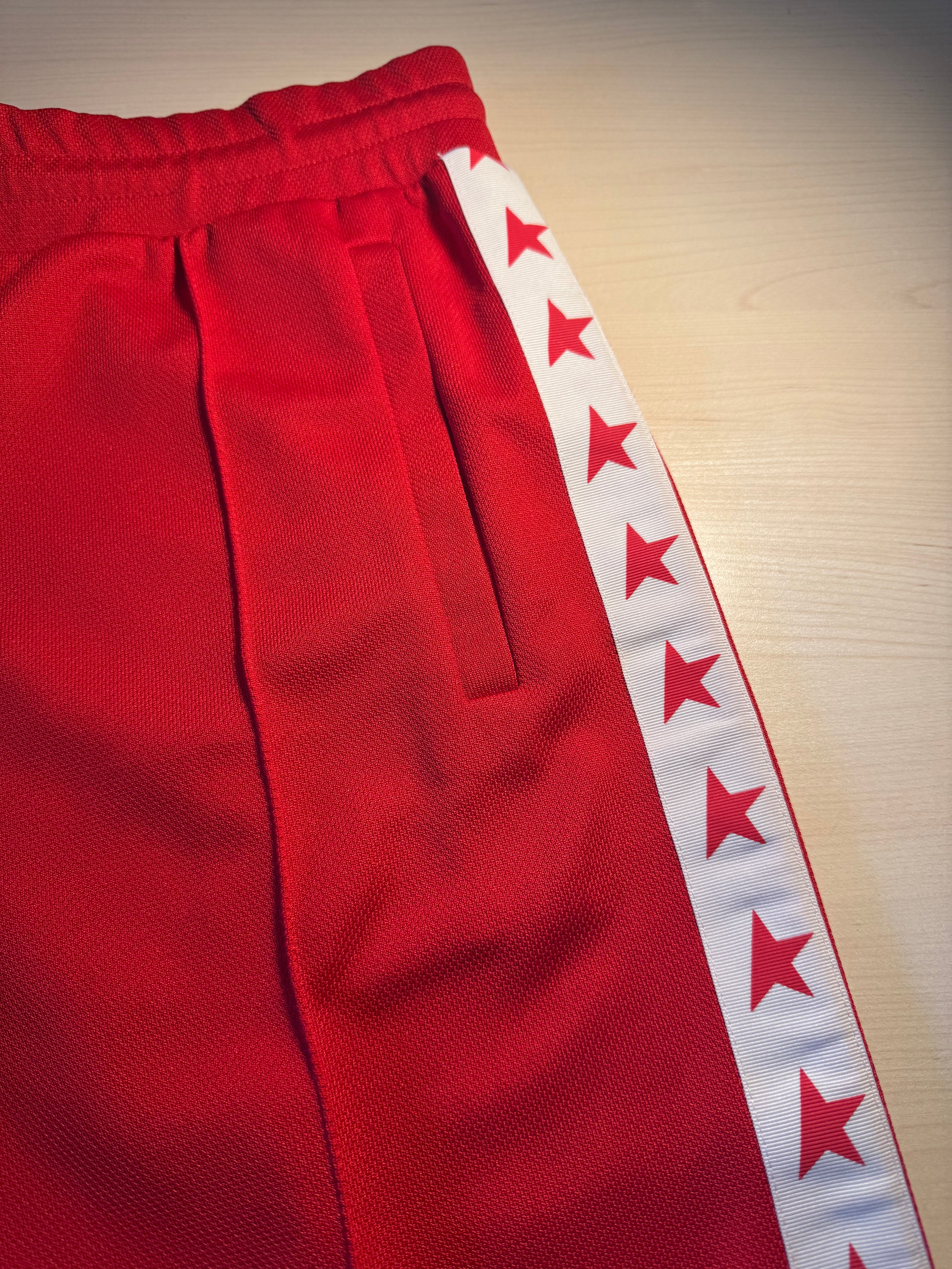 Pantaloni Golden Goose Star jogging rossi stelline laterali