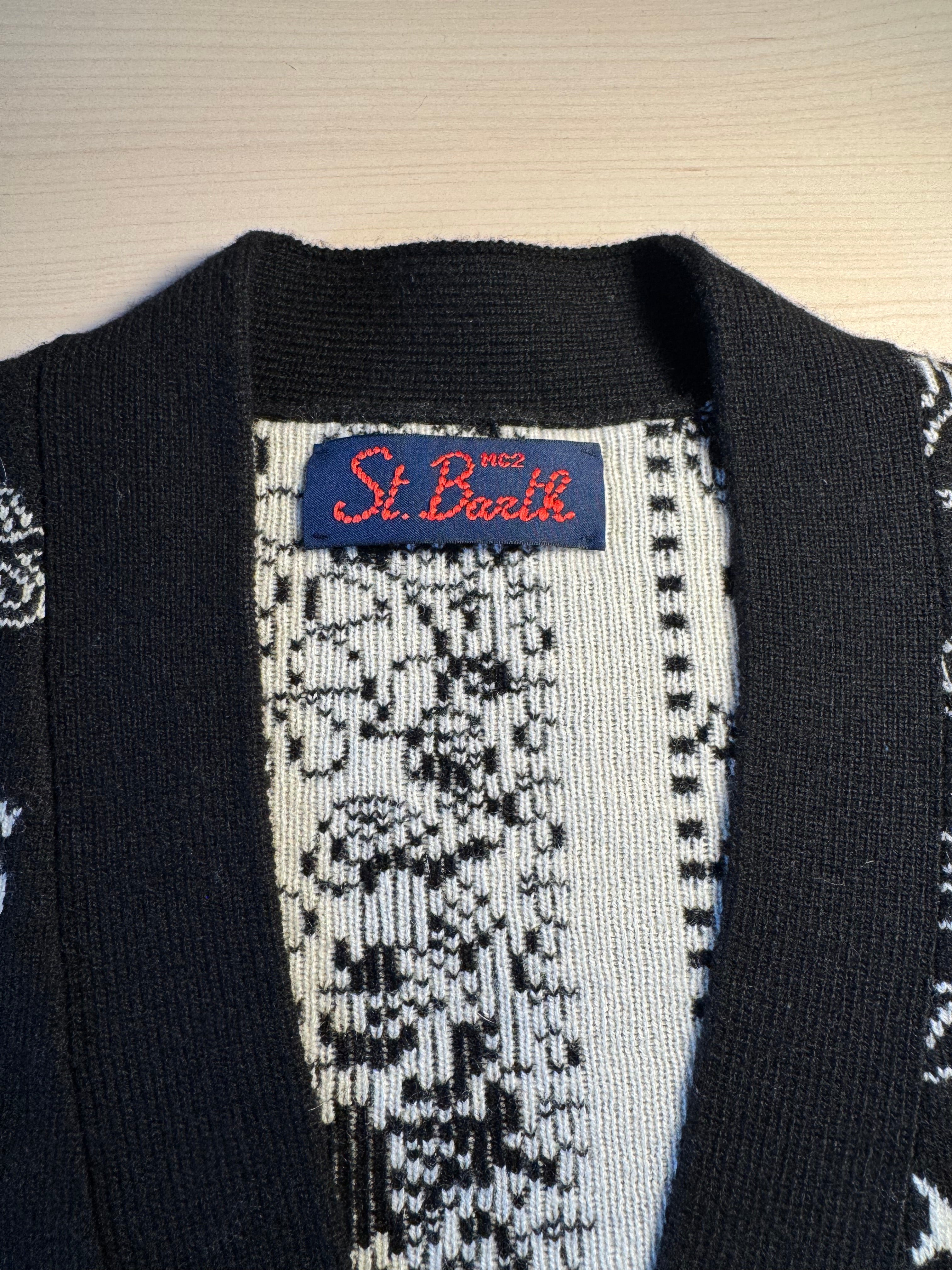 Cardigan Saint Barth nero stampa bandana