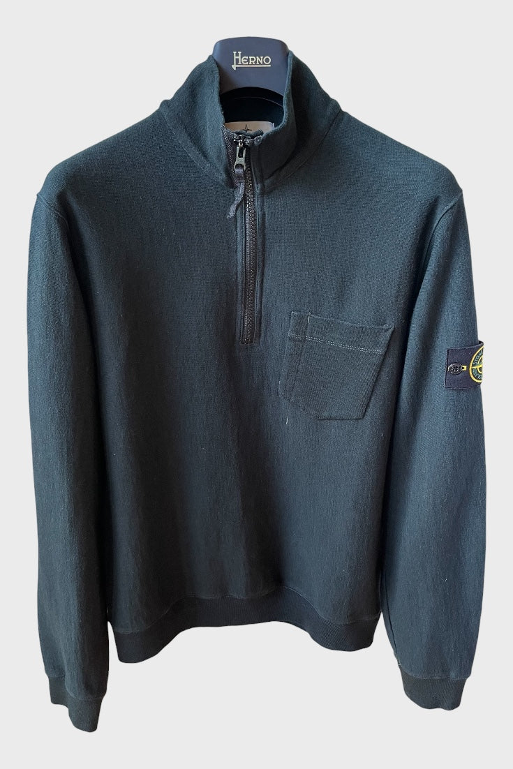Felpa Stone Island con zip verde scuro
