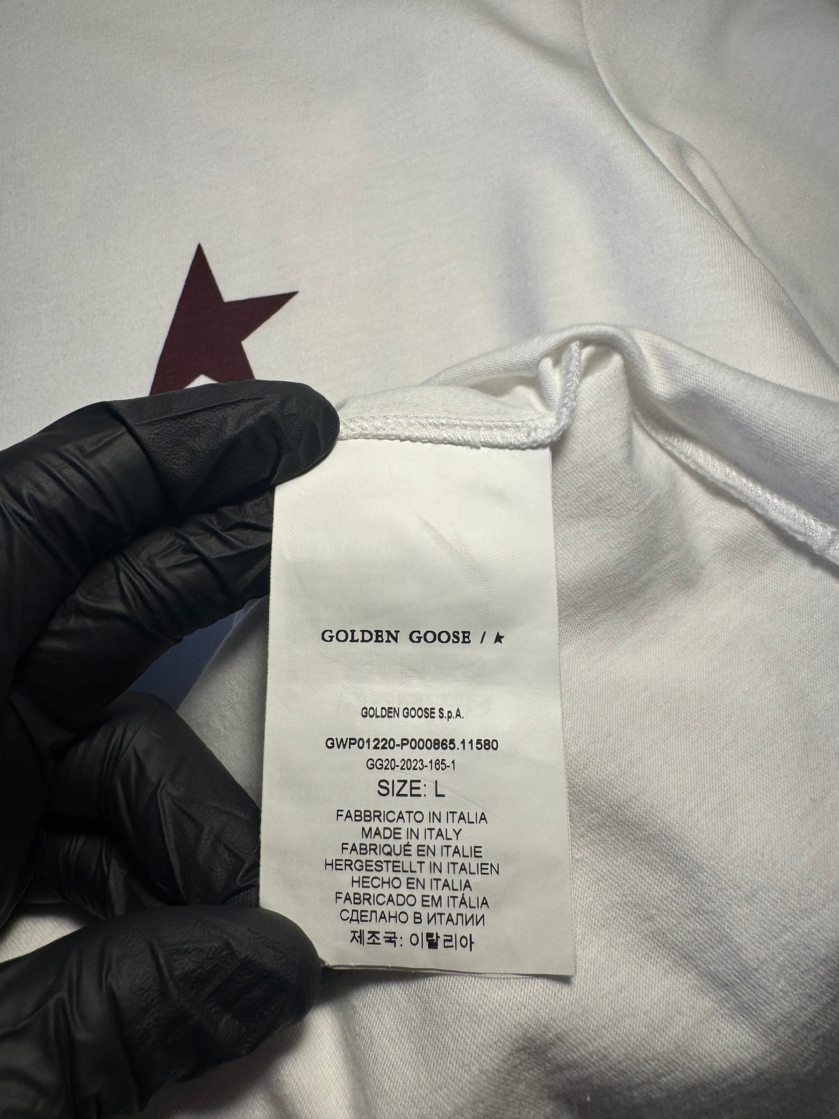 Maglia Golden Goose Star bianca stella bordeaux