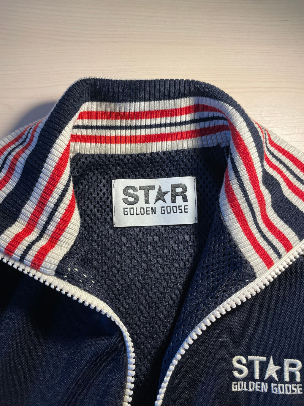 Felpa Golden Goose Star blu logo frontale con zip