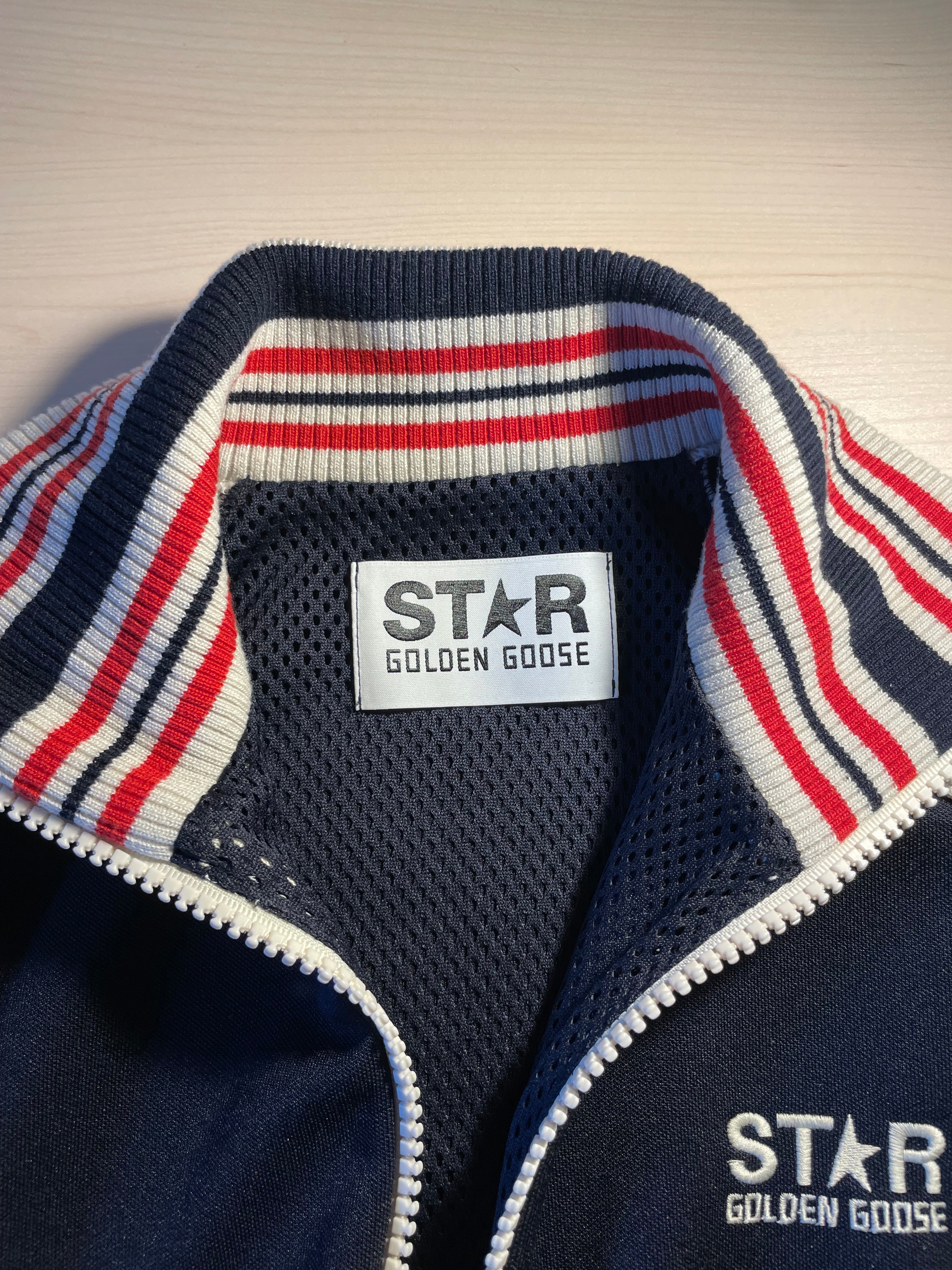 Felpa Golden Goose Star blu logo frontale con zip