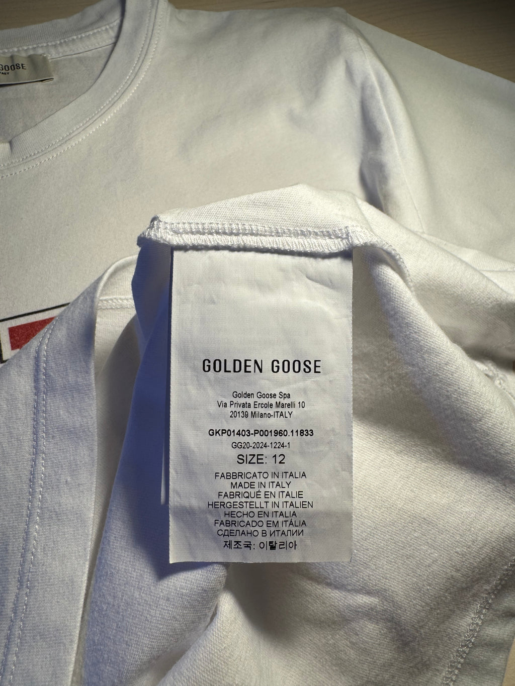 Maglia Golden Goose bianca scritta "Golden" multicolore