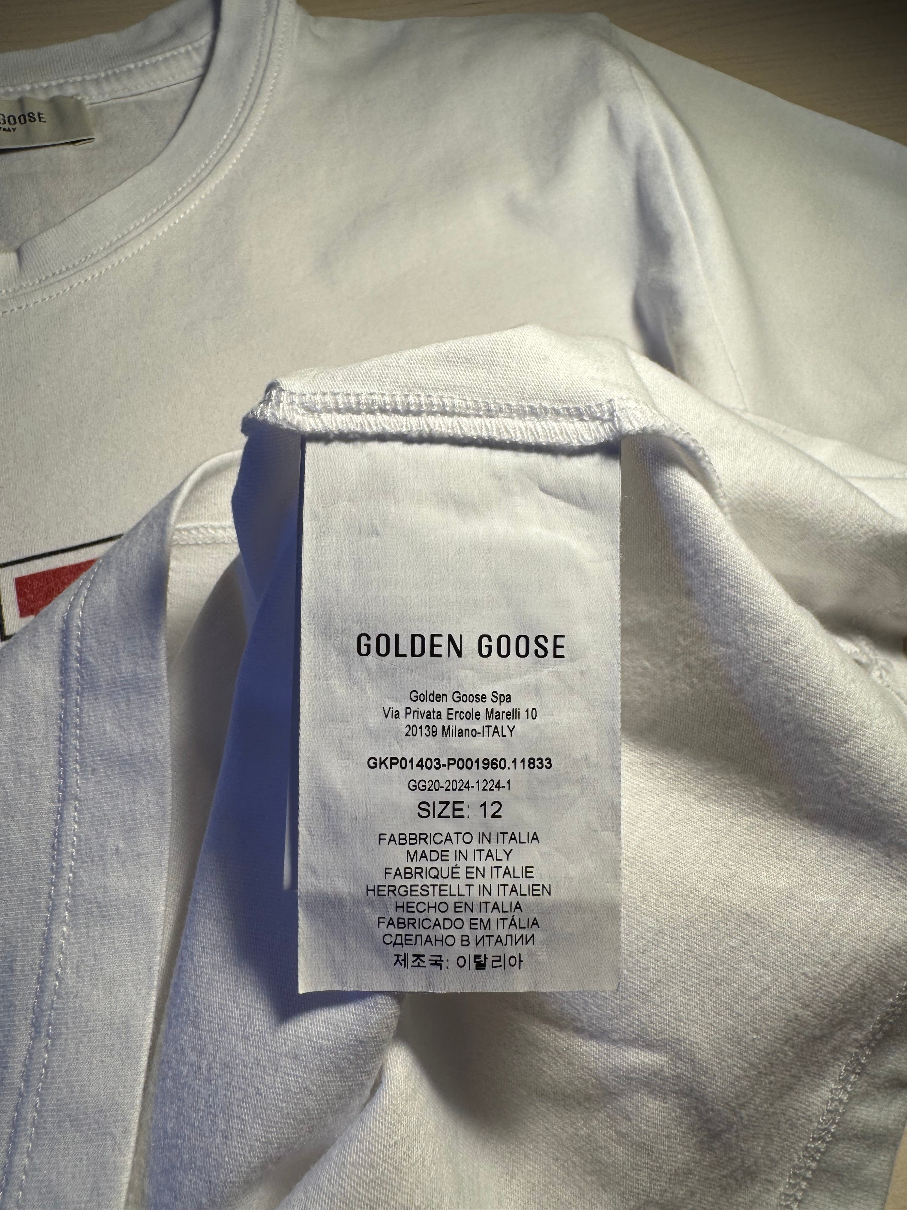 Maglia Golden Goose bianca scritta "Golden" multicolore