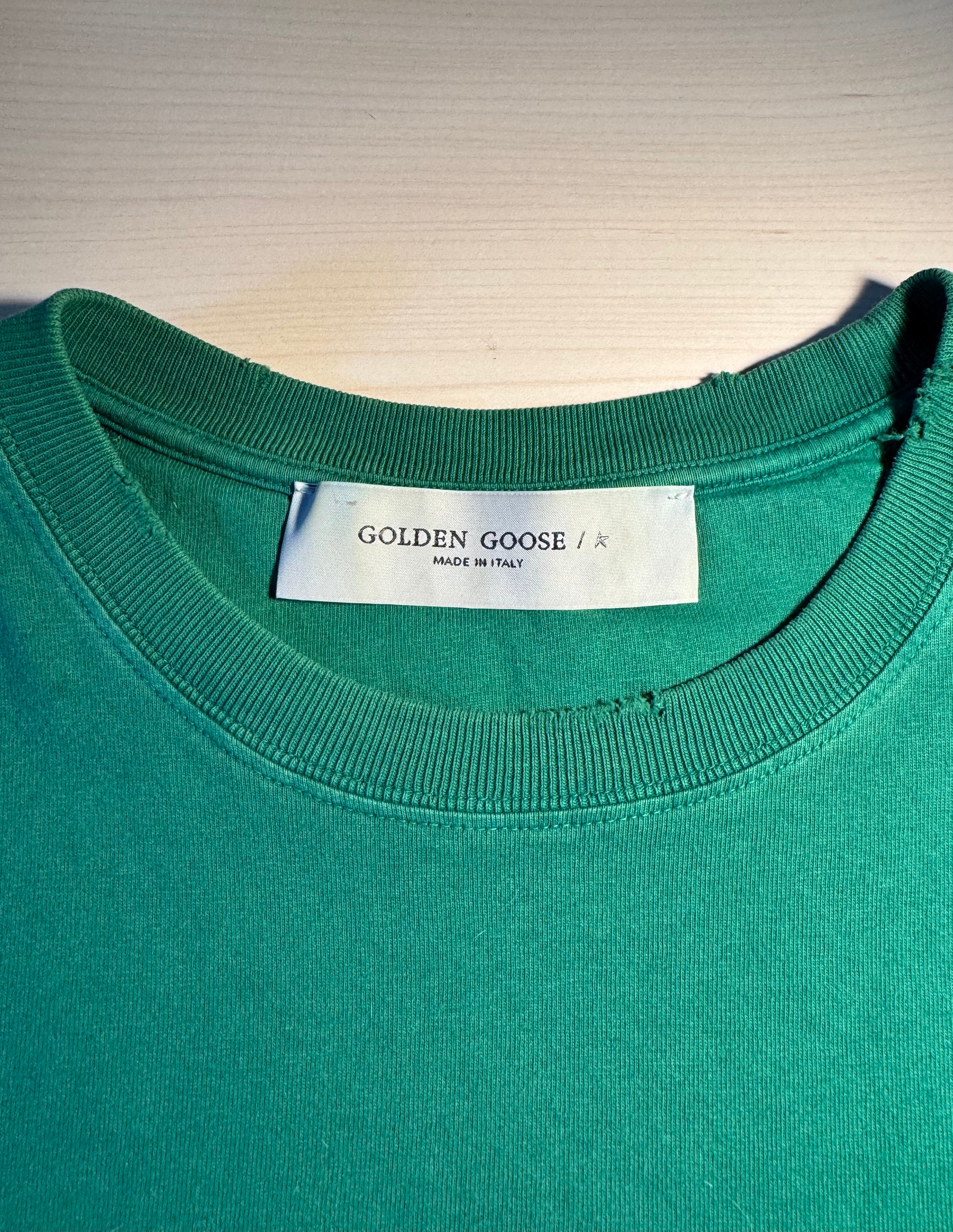 Maglia Golden Goose verde scritta "Golden"