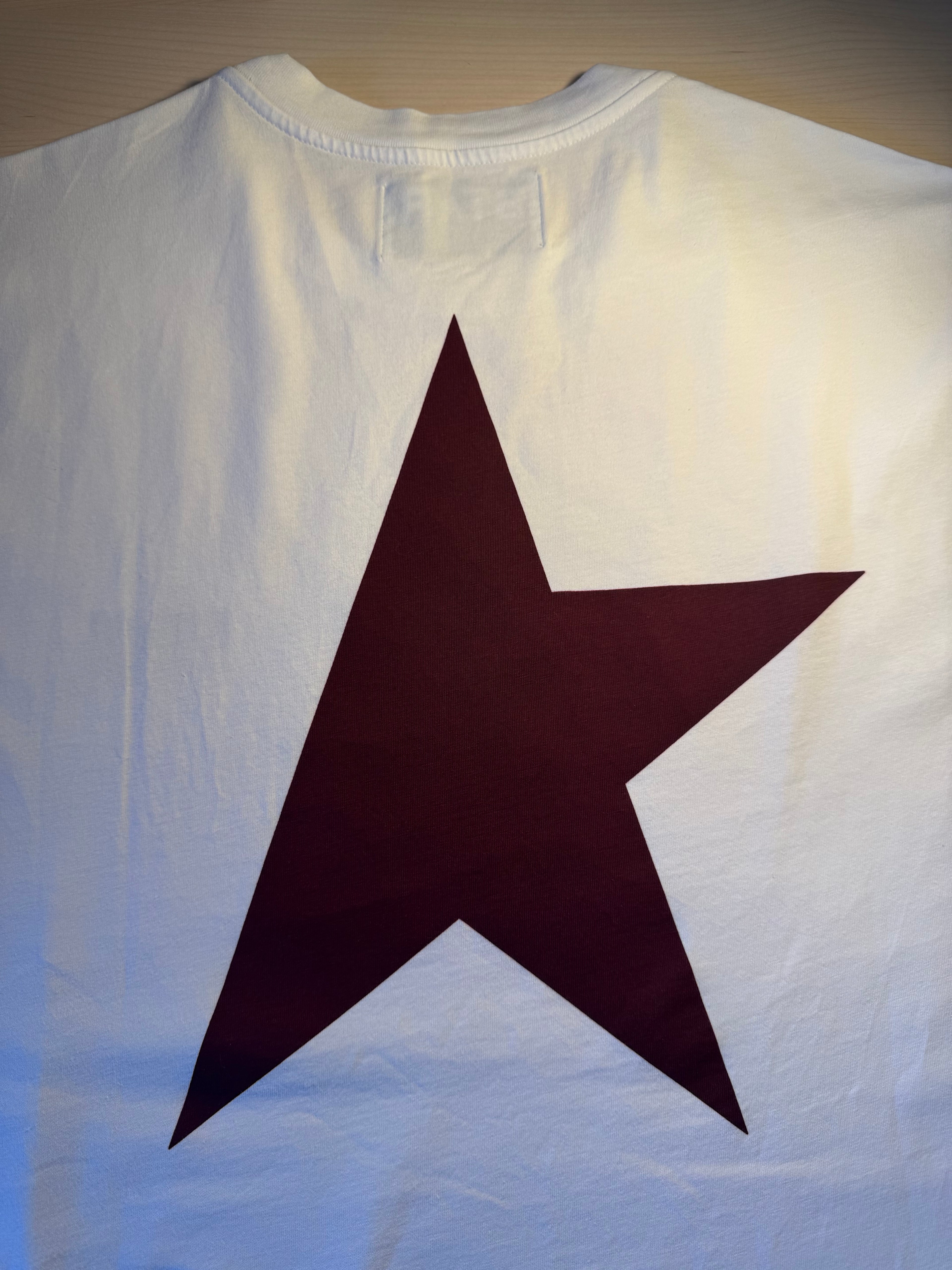 Maglia Golden Goose Star bianca stella bordeaux retro