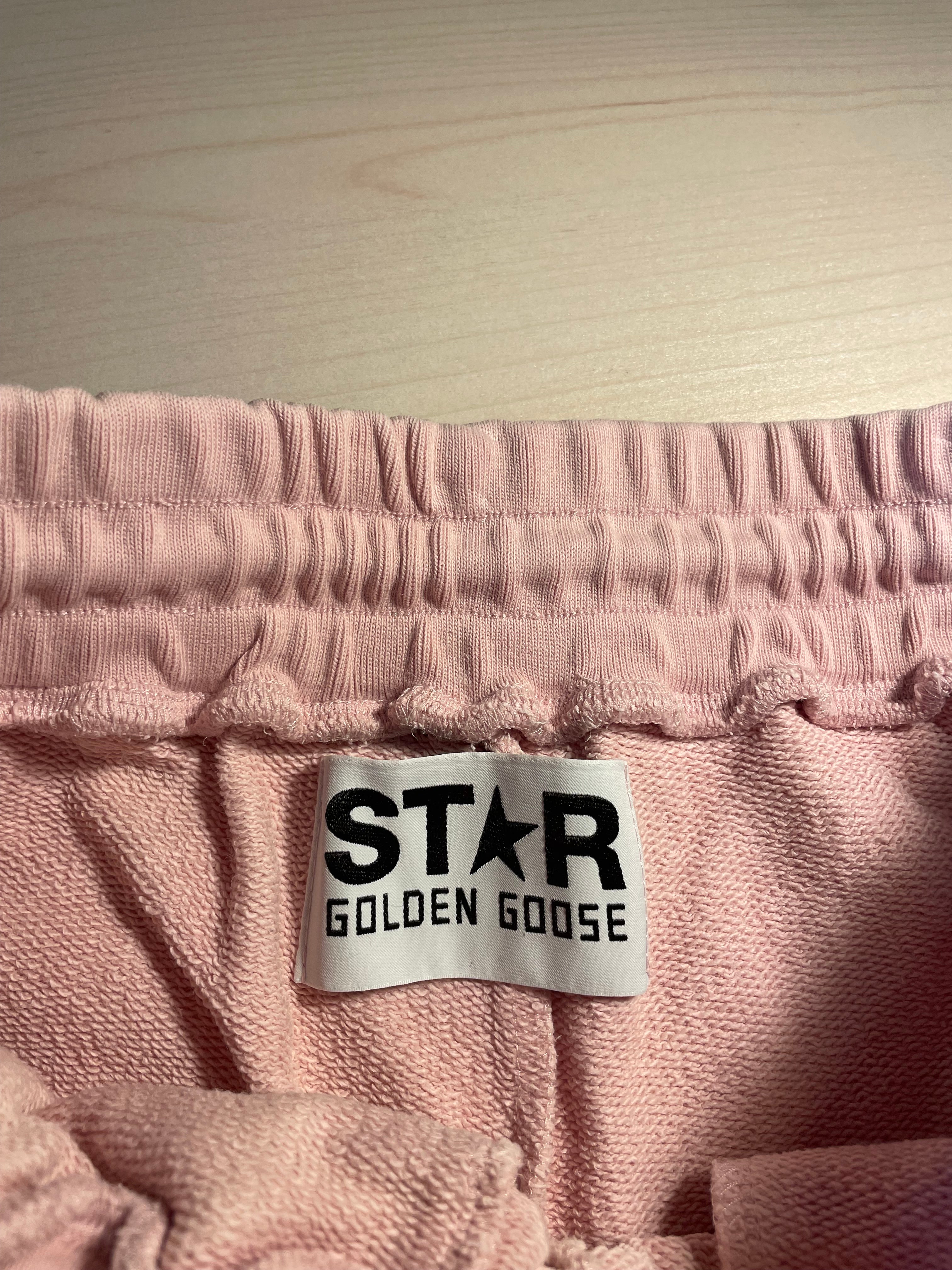 Pantaloni Golden Goose Star rosa stella bianca