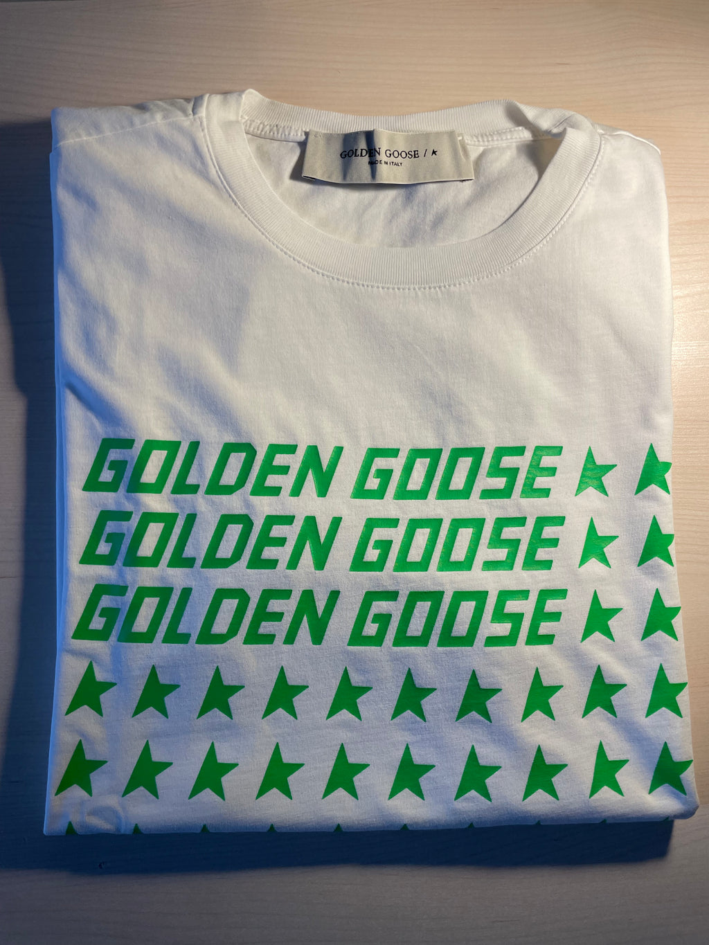 Maglia Golden Goose bianca stelle verdi