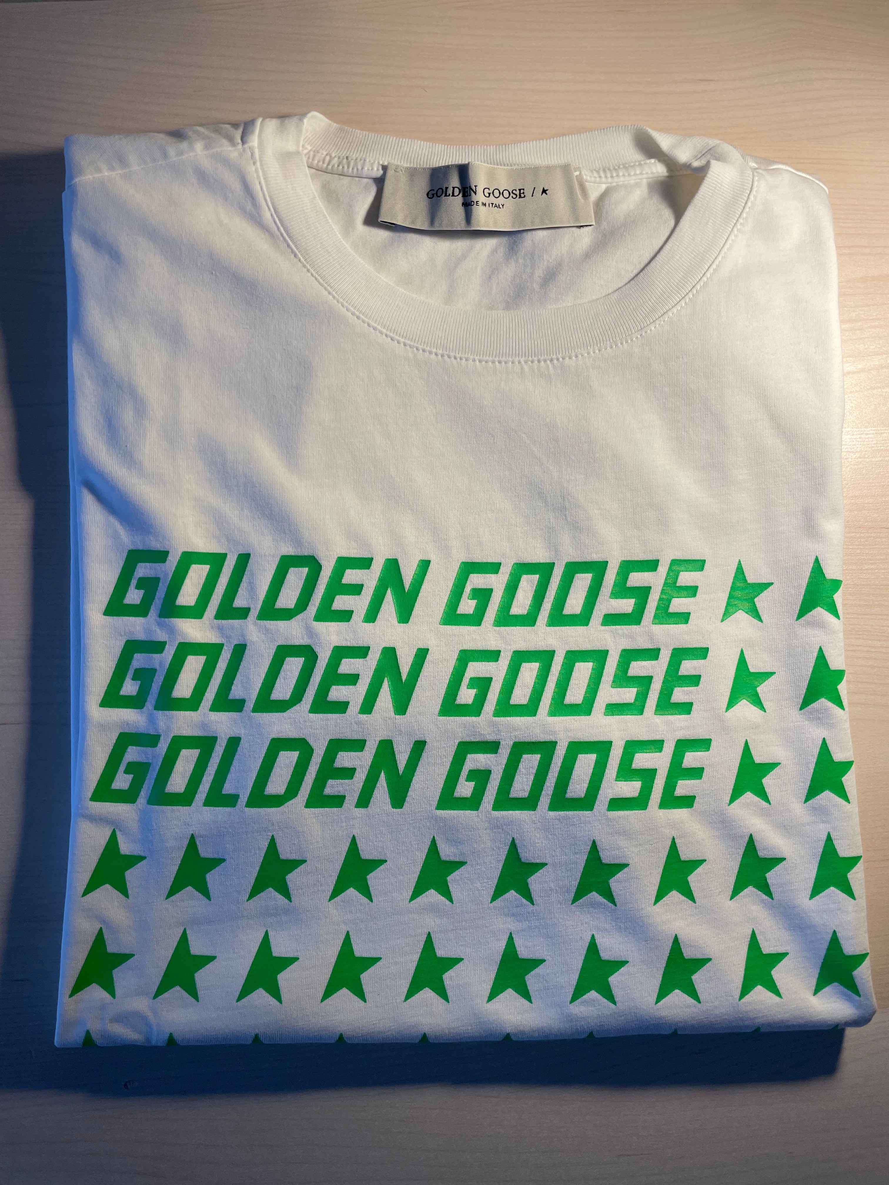 Maglia Golden Goose bianca stelle verdi