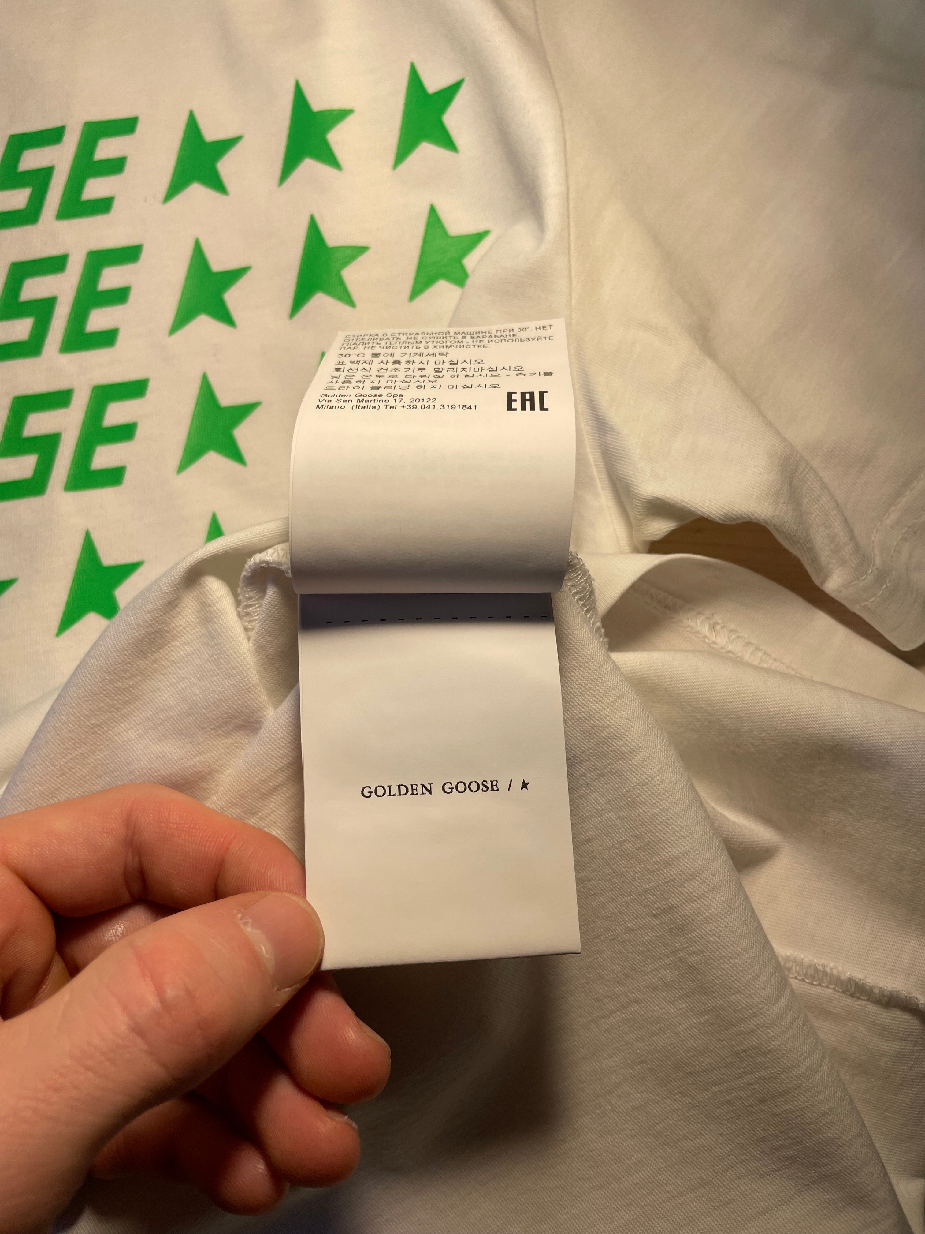 Maglia Golden Goose bianca stelle verdi
