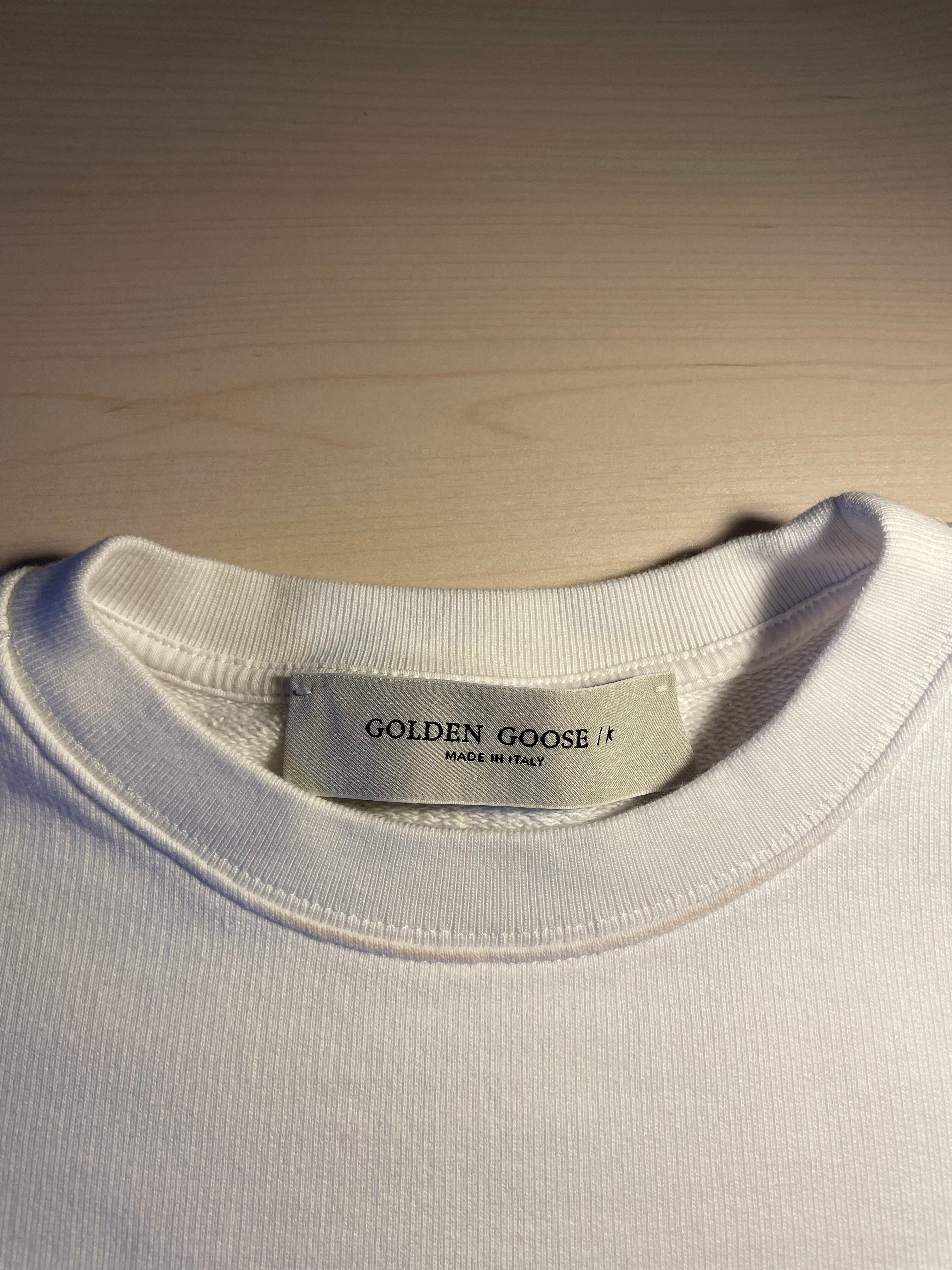 Felpa Golden Goose bianca "Is a Journey of Love" con paillettes