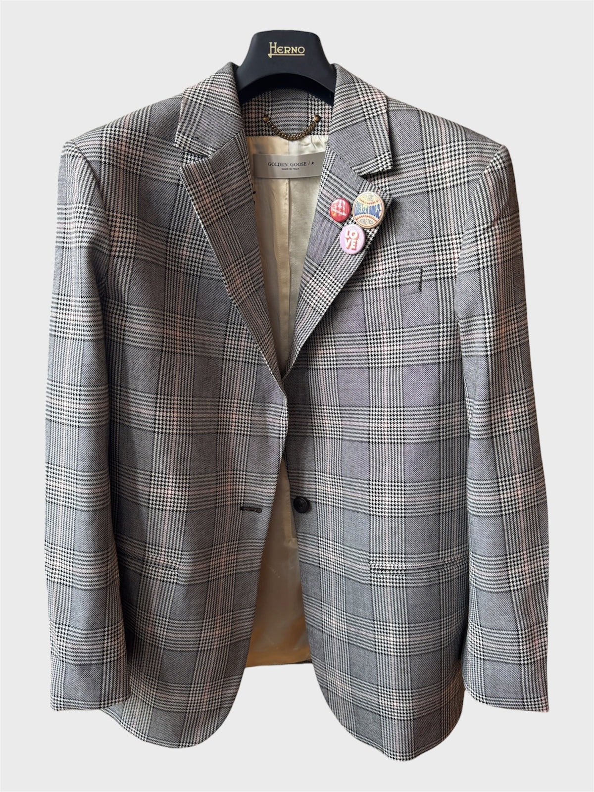 Blazer Golden Goose quadri grigio misto lana