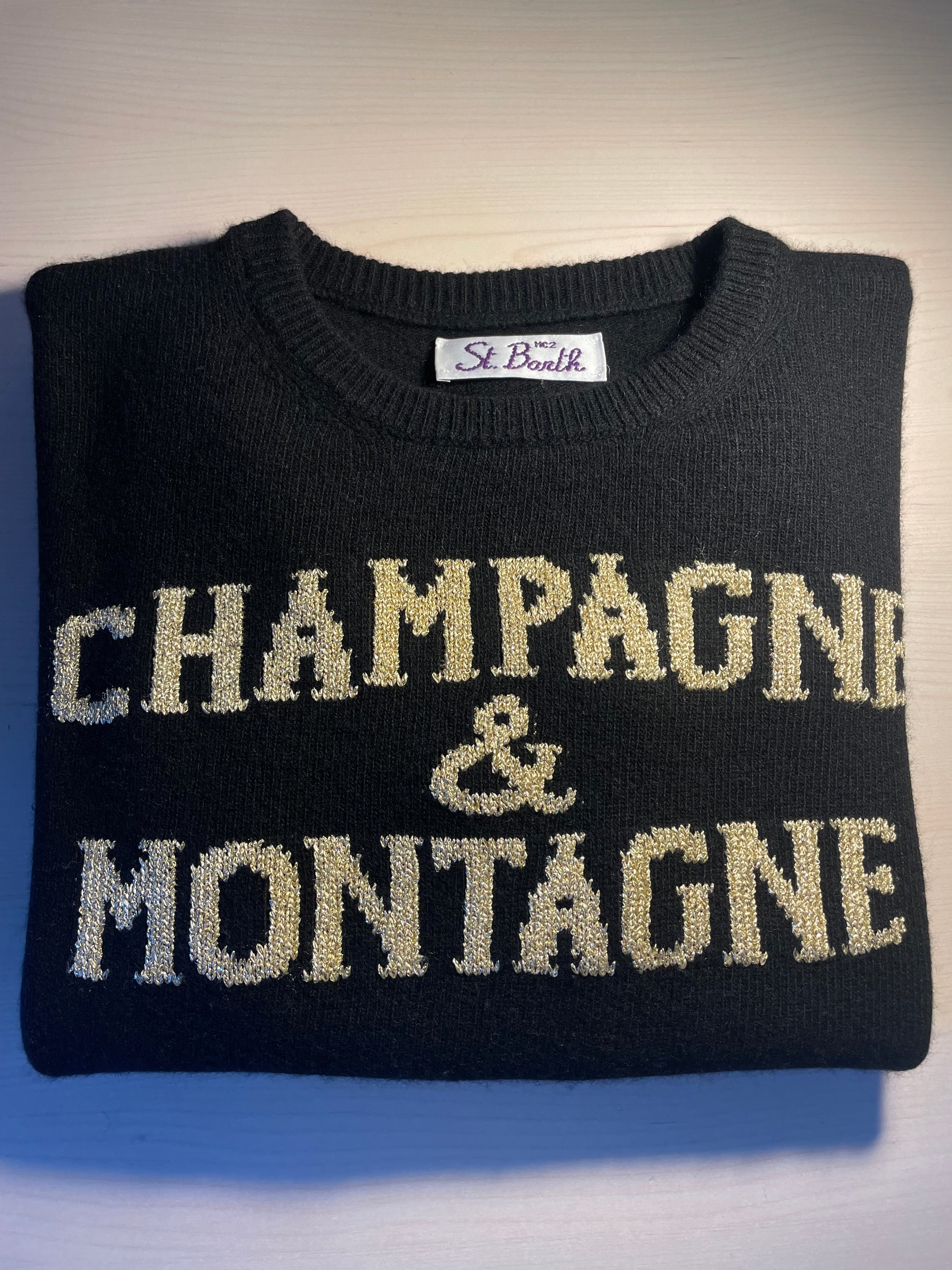 Maglione Saint Barth "Champagne e montagne" nero