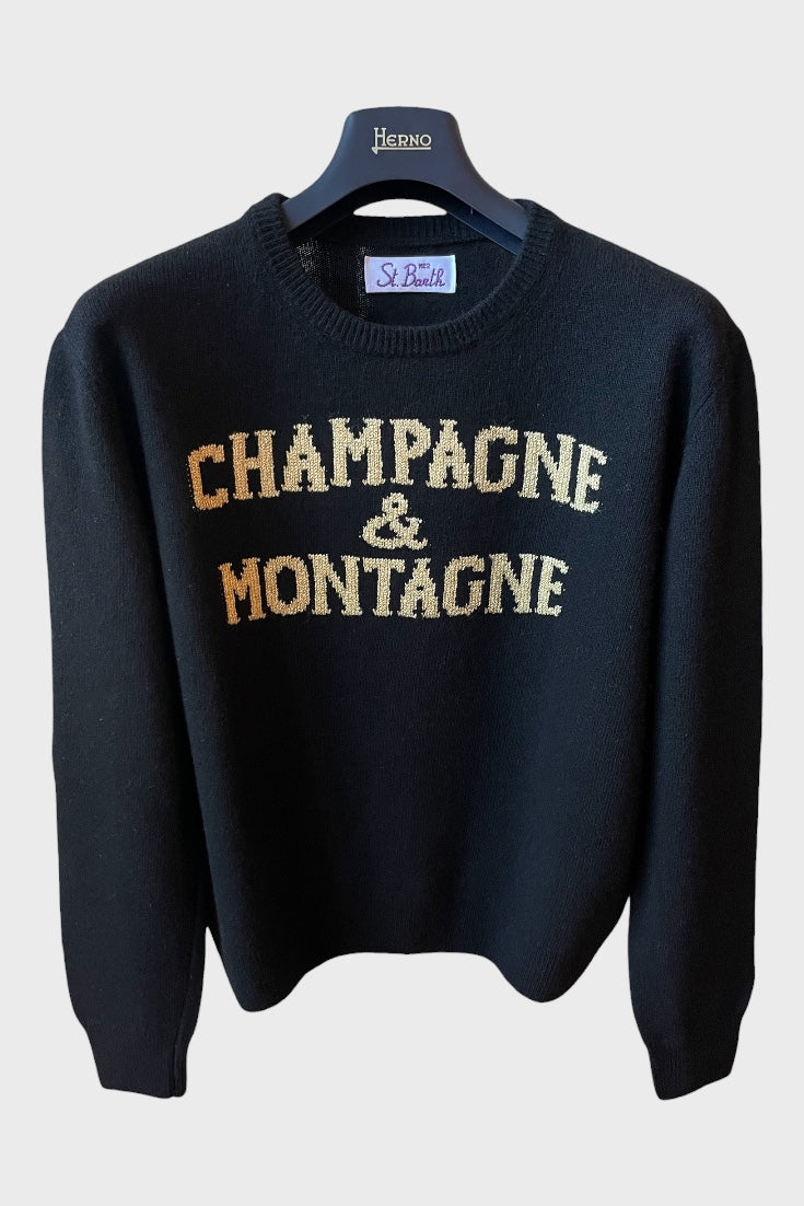 Maglione Saint Barth "Champagne e montagne" nero