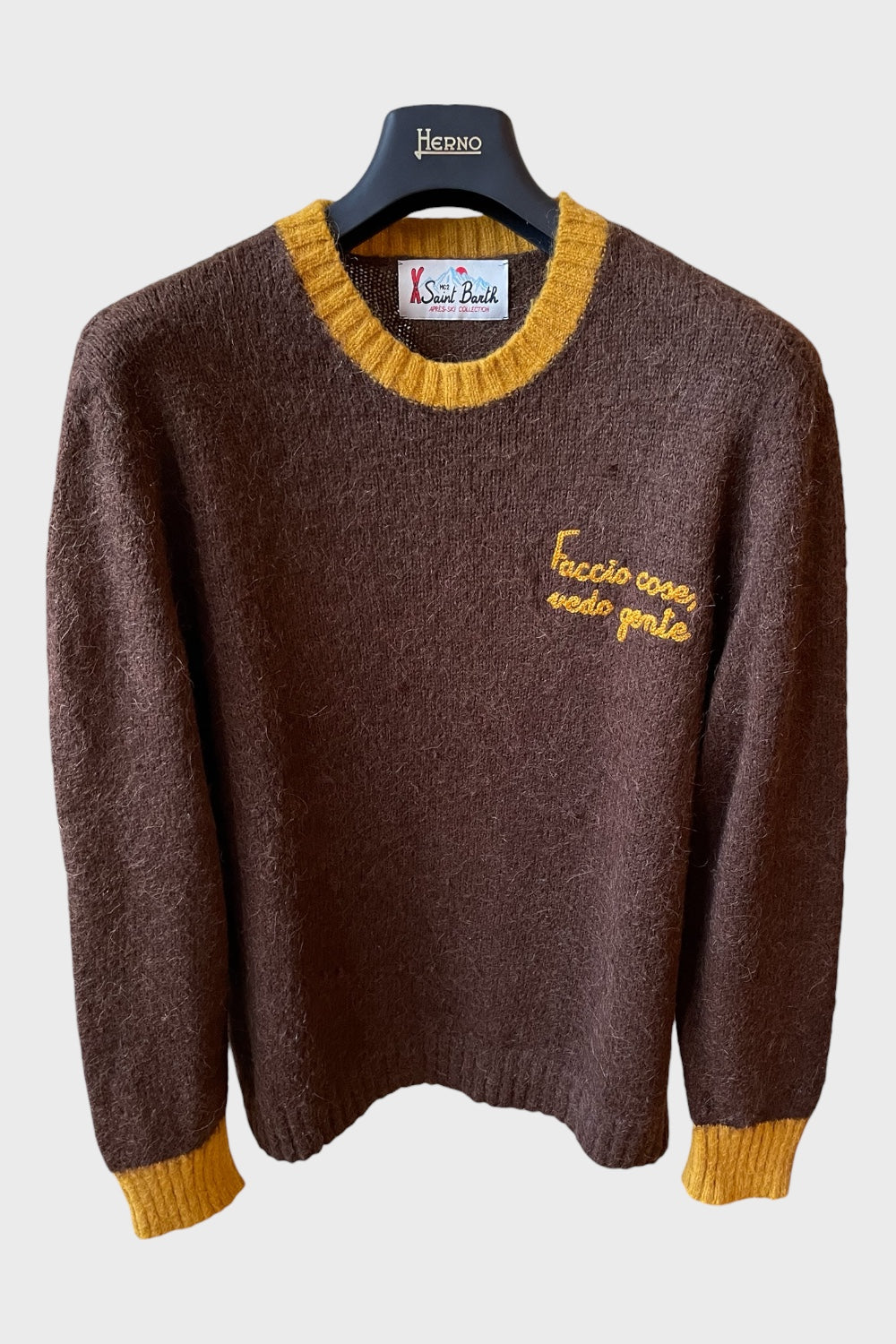 Maglione Saint Barth "Faccio cose, vedo gente" marrone