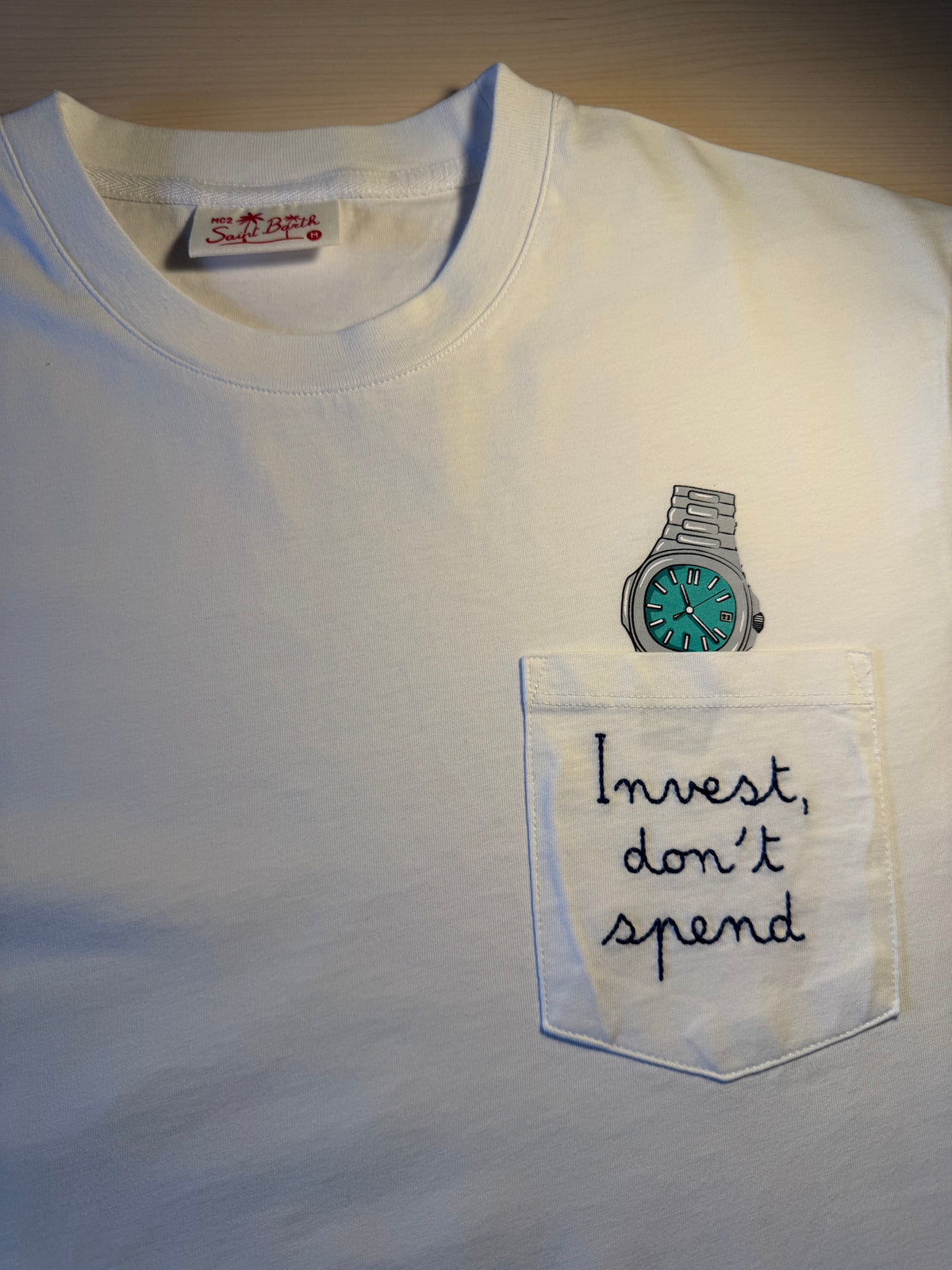 Maglia Saint Barth "Invest, Don’t Spend” bianca