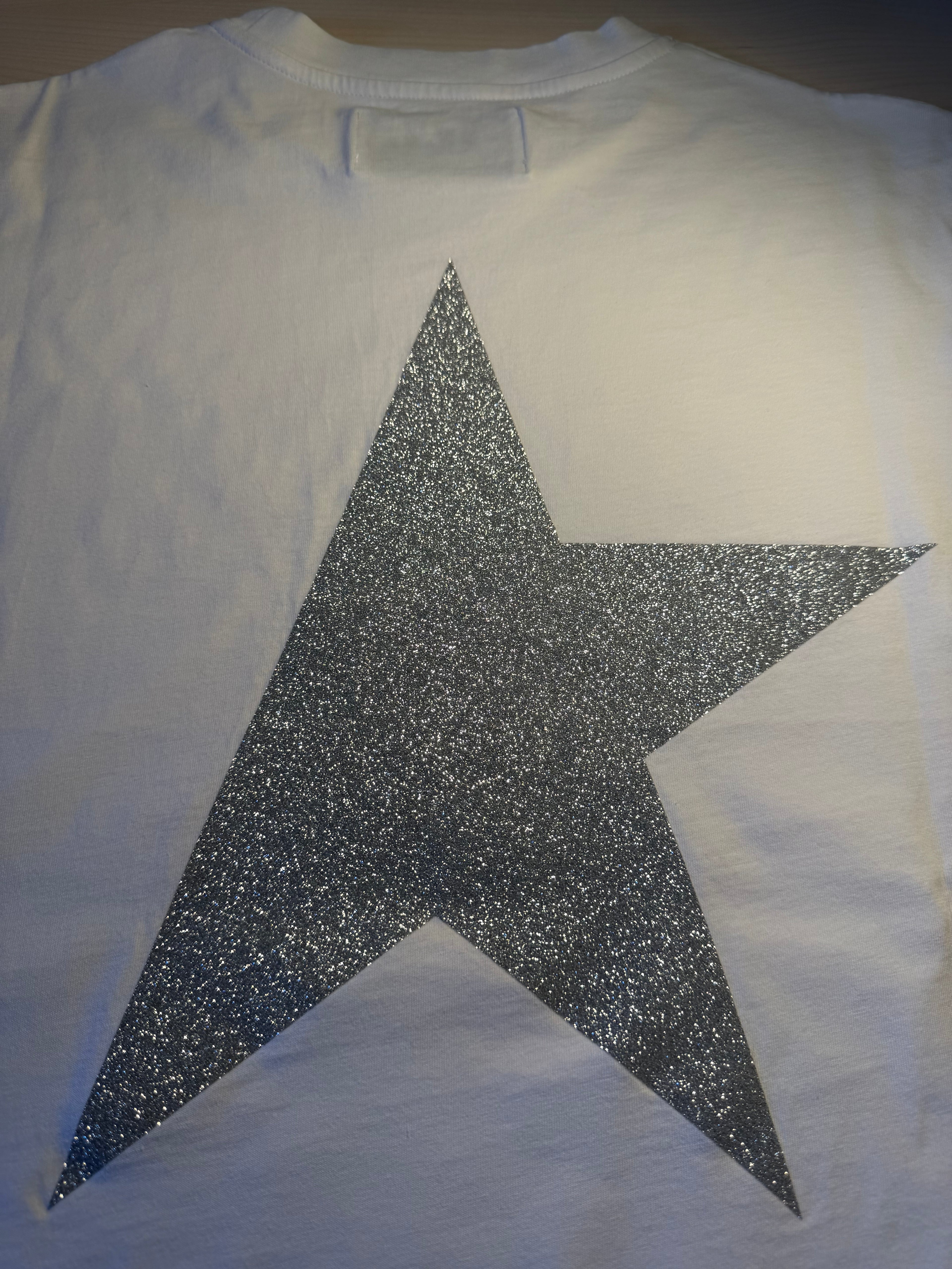 Maglia Golden Goose Star bianca stella argento retro