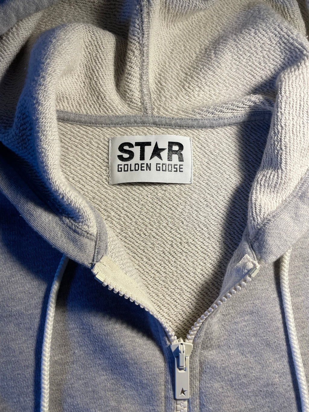 Felpa Golden Goose Star grigia logo frontale con zip