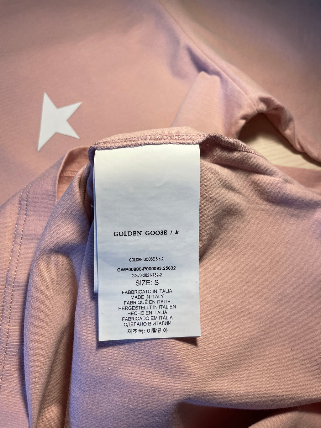 Maglia Golden Goose Star rosa stella bianca