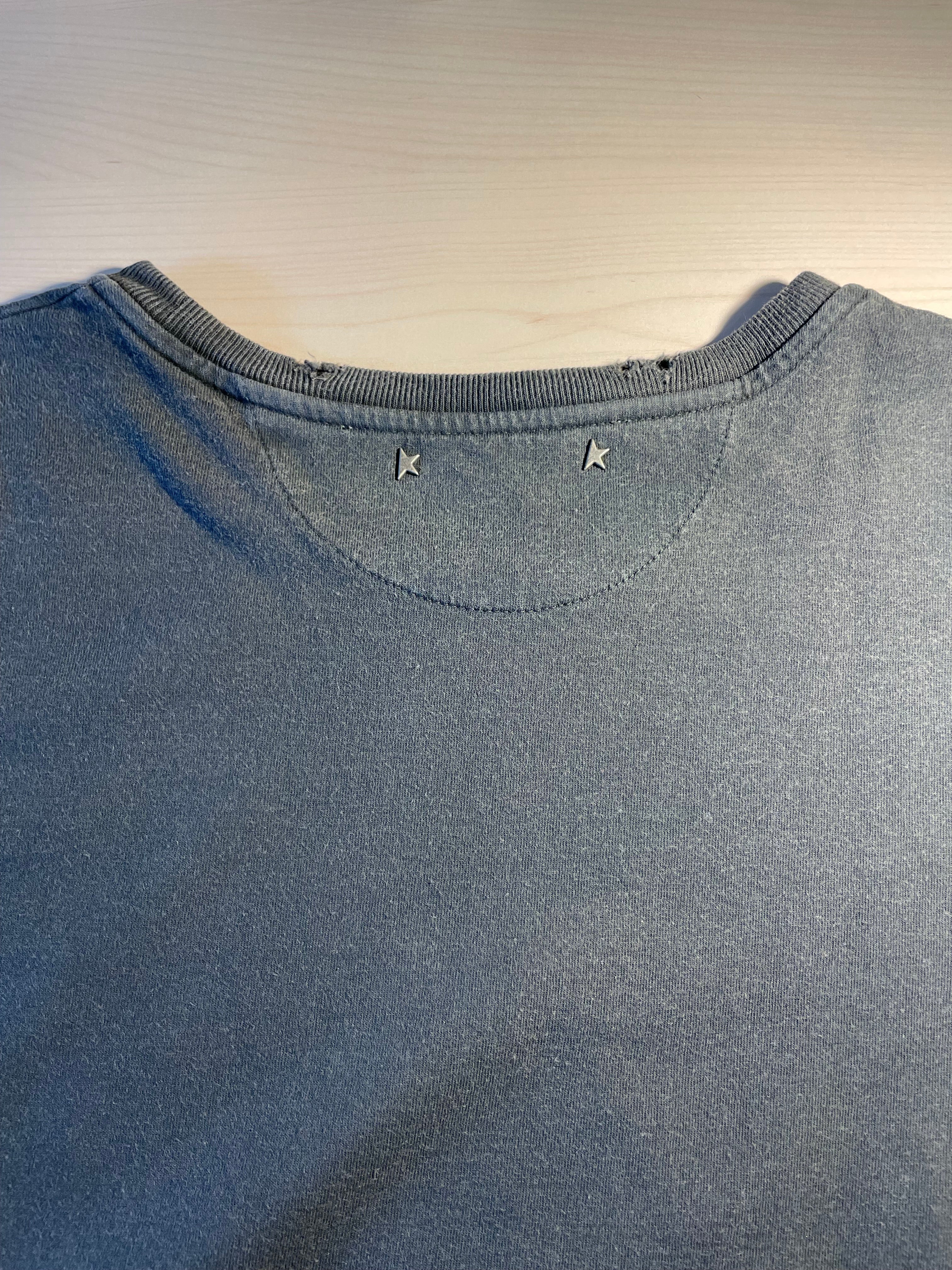 Maglia Golden Goose grigia trattamento distressed scritta Golden