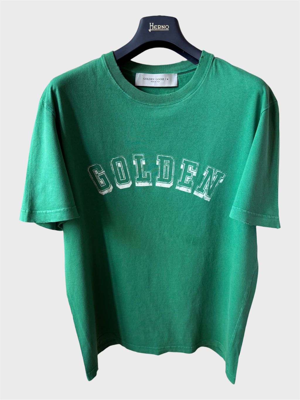 Maglia Golden Goose verde scritta "Golden"
